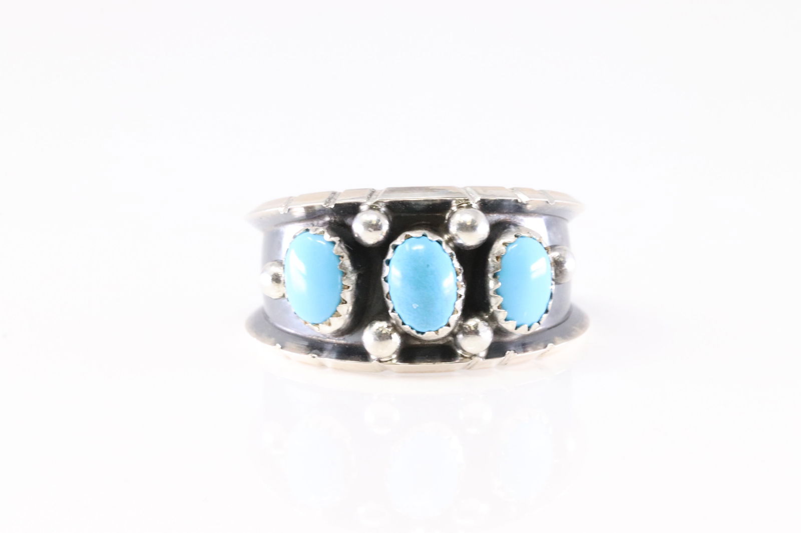 Native America Navajo Sterling Silver Turquoise Ring By R.C.: This is a Native America Navajo Sterling Silver Turquoise Ring By R.C. Ring size: 12.50.