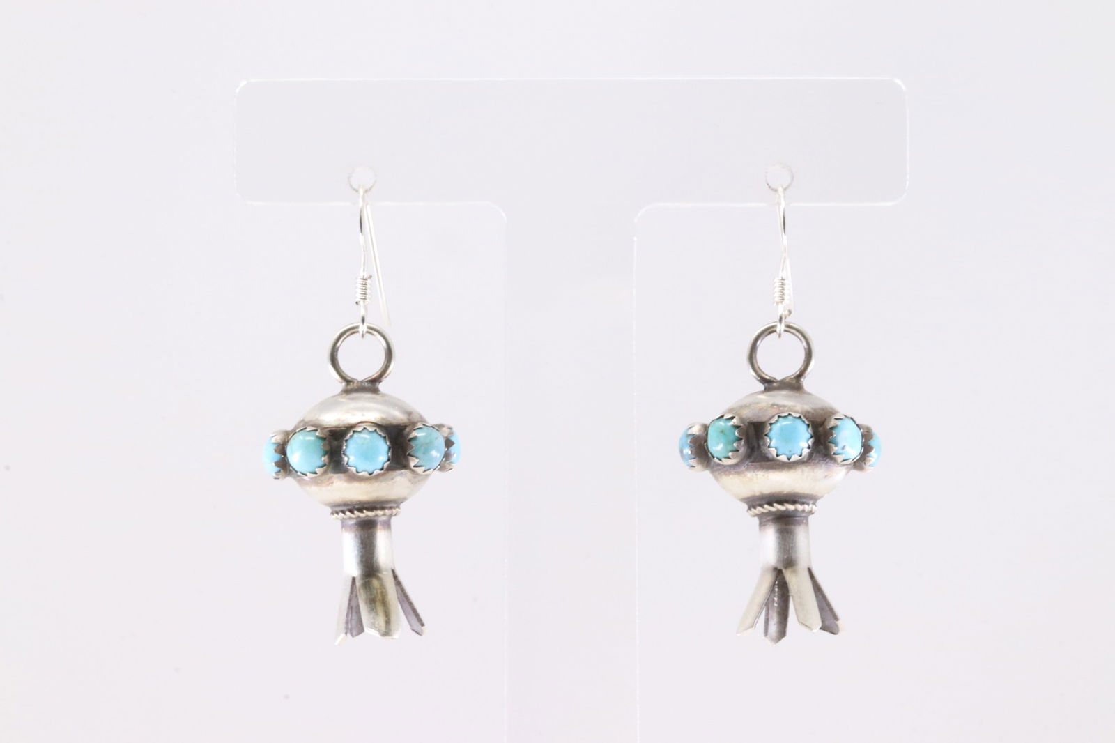 Native America Navajo Sterling Silver Turquoise Dangling Earring's By Monica Smith.: This is a Native America Navajo Sterling Silver Turquoise Dangling Earring's By Monica Smith. Stamp MS.