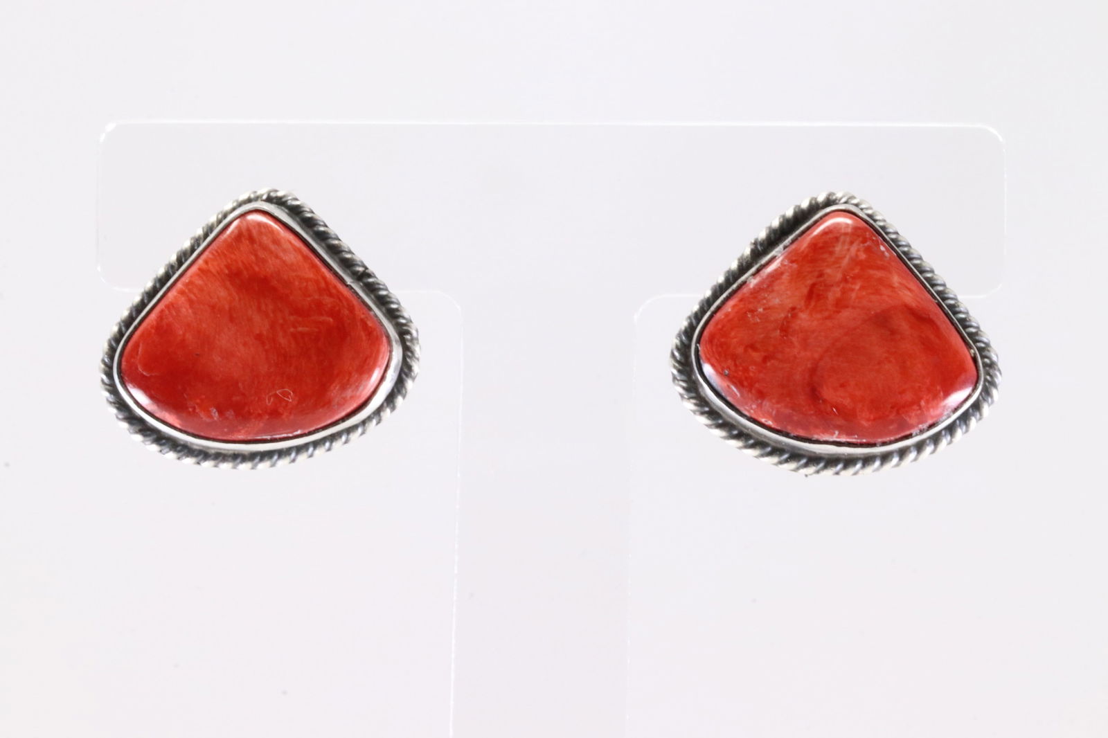 Native America Navajo Sterling Silver Spiny Oyster Post Earring's By Judith Dixon. (1 of 4)