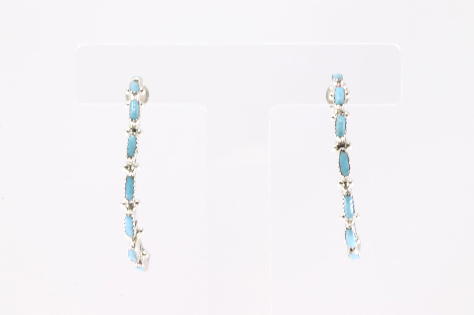 America Sterling Silver Turquoise Post Hoop Earring's. (1 of 4)