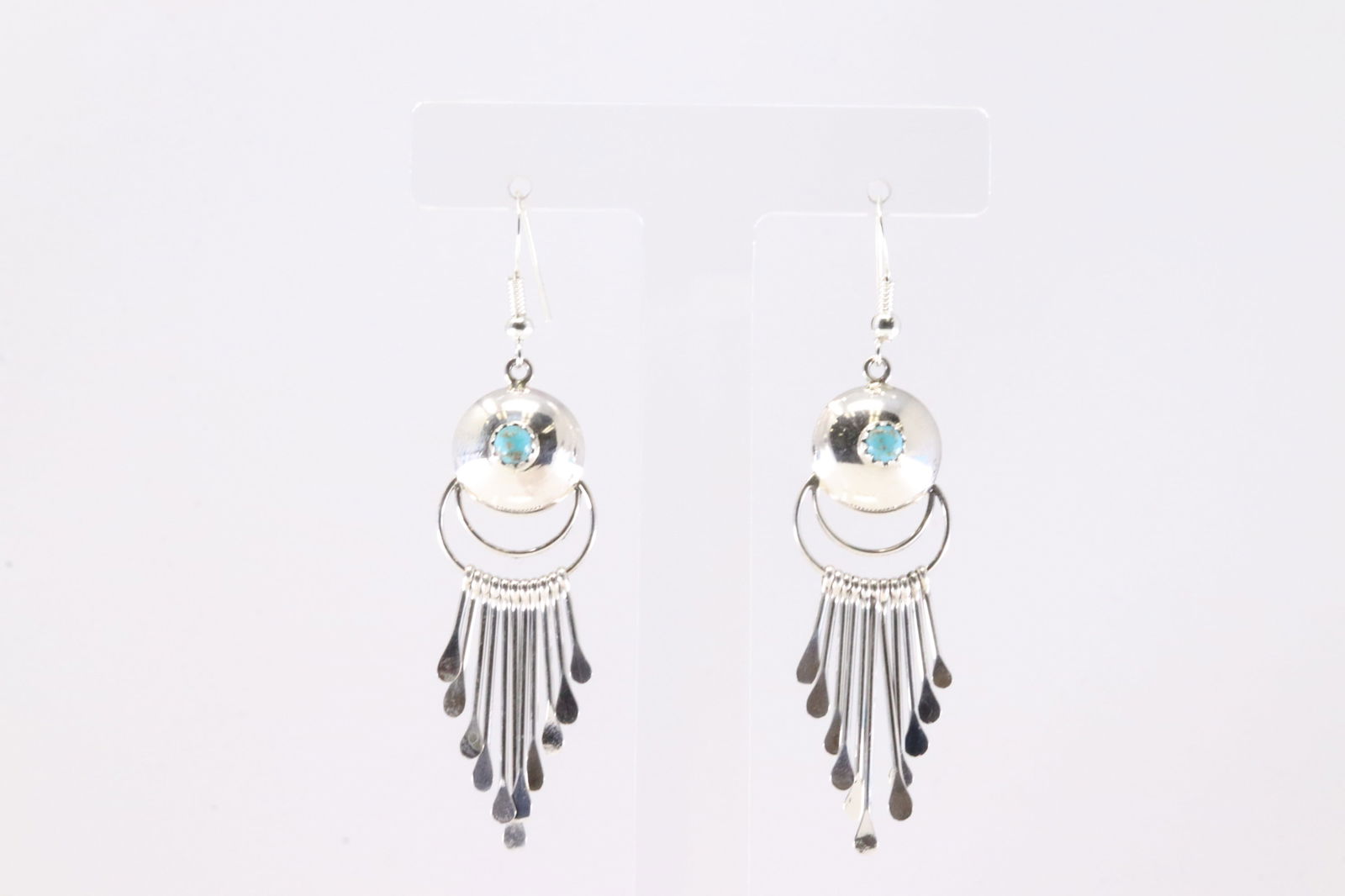 Native America Navajo Sterling Silver Kingman Turquoise Dangling Earring's By Delmar Armstrong. (1 of 4)