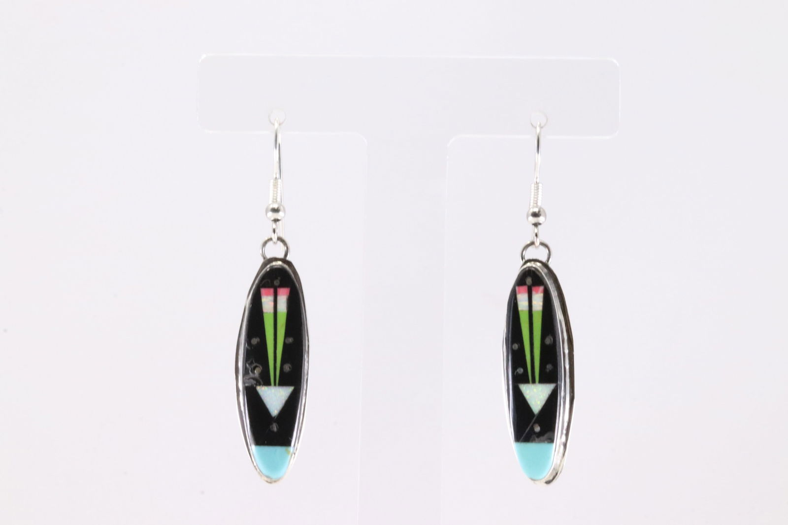 Native America Navajo Sterling Silver Sky Night Inlay Dangling Earring's By Gilbert Smith. (1 of 4)