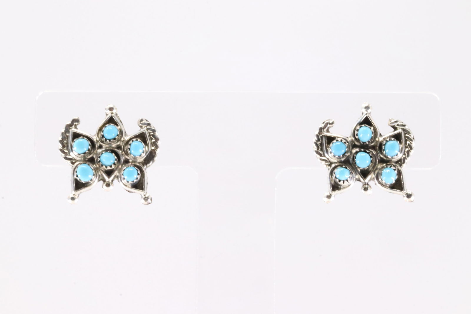 America Sterling Silver Turquoise Post Dangling Earring's. (1 of 3)