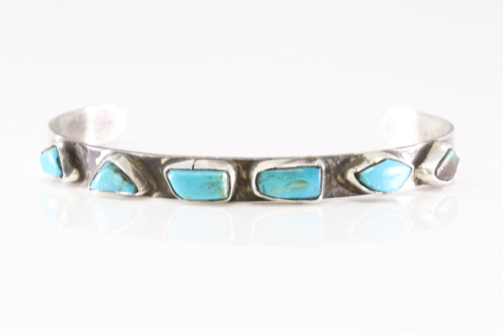 Native America Zuni Sterling Silver Turquoise Bracelet Cuff By Jude Candelaria. (1 of 4)