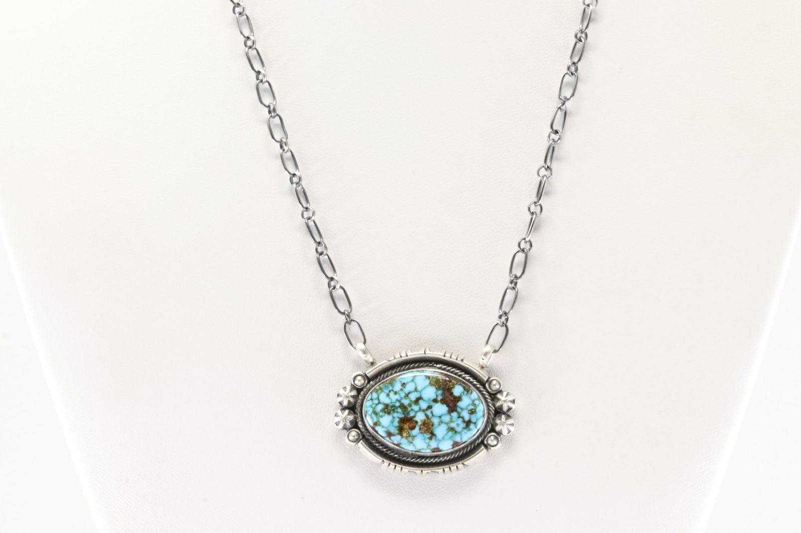 Native America Navajo Sterling Silver Turquoise Necklace By Marita Benally. (1 of 4)