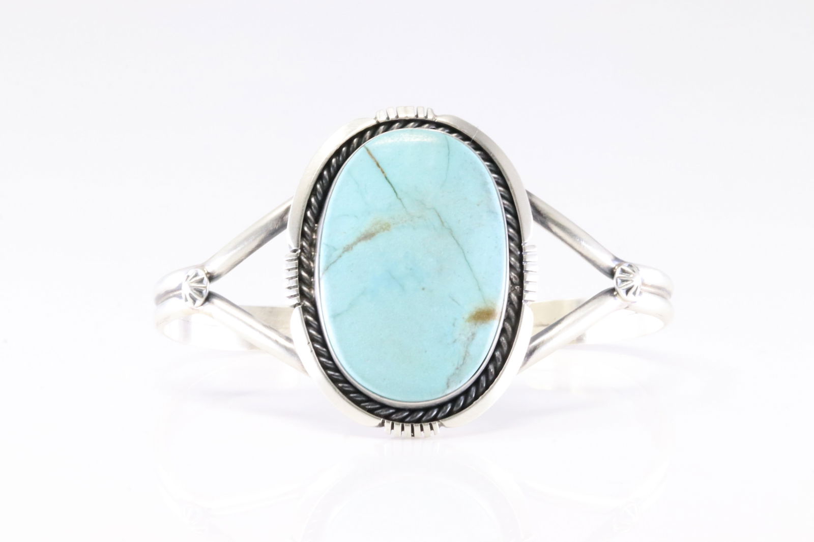 Native American Navajo Sterling Silver Number 8 Turquoise Bracelet Cuff By Eugene Belone.: This is a Native American Navajo Sterling Silver Number 8 Turquoise Bracelet Cuff By Eugene Belone.