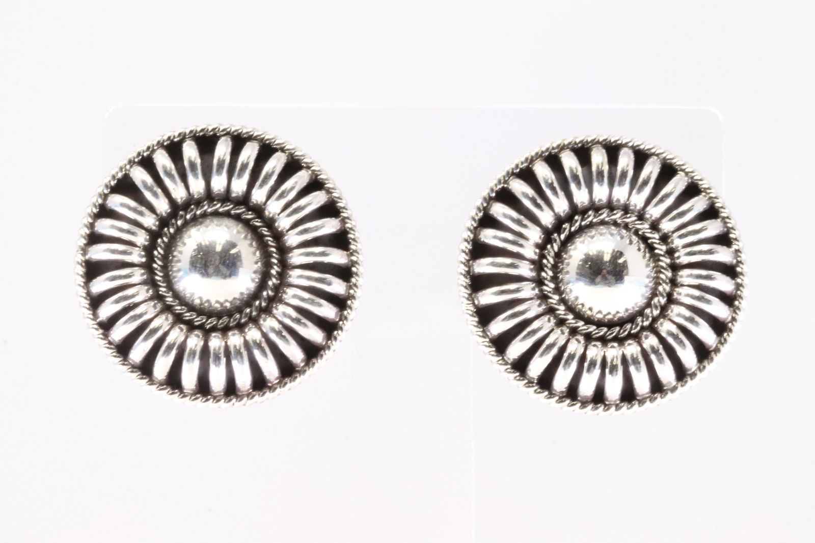 Native American Navajo Sterling Silver Solid Post Earring's By Thomas Charley. (1 of 4)