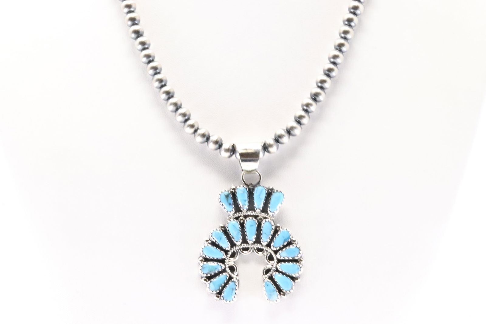 Native America Navajo Sterling Silver Turquoise Necklace By Zelia Begay. (1 of 4)