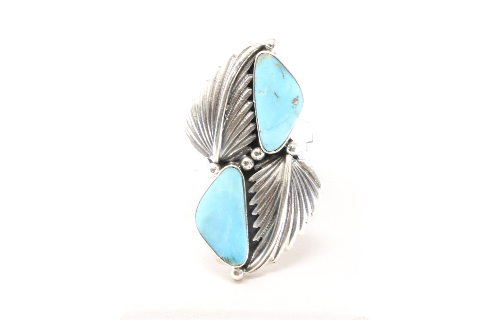 Native America Navajo Sterling Silver Turquoise Feather Ring By Gregg Yazzie. From R.B Company.: This is a Native America Navajo Sterling Silver Turquoise Feather Ring By Gregg Yazzie. From R.B Company. Stamp R.B. Ring Size: 7.00.