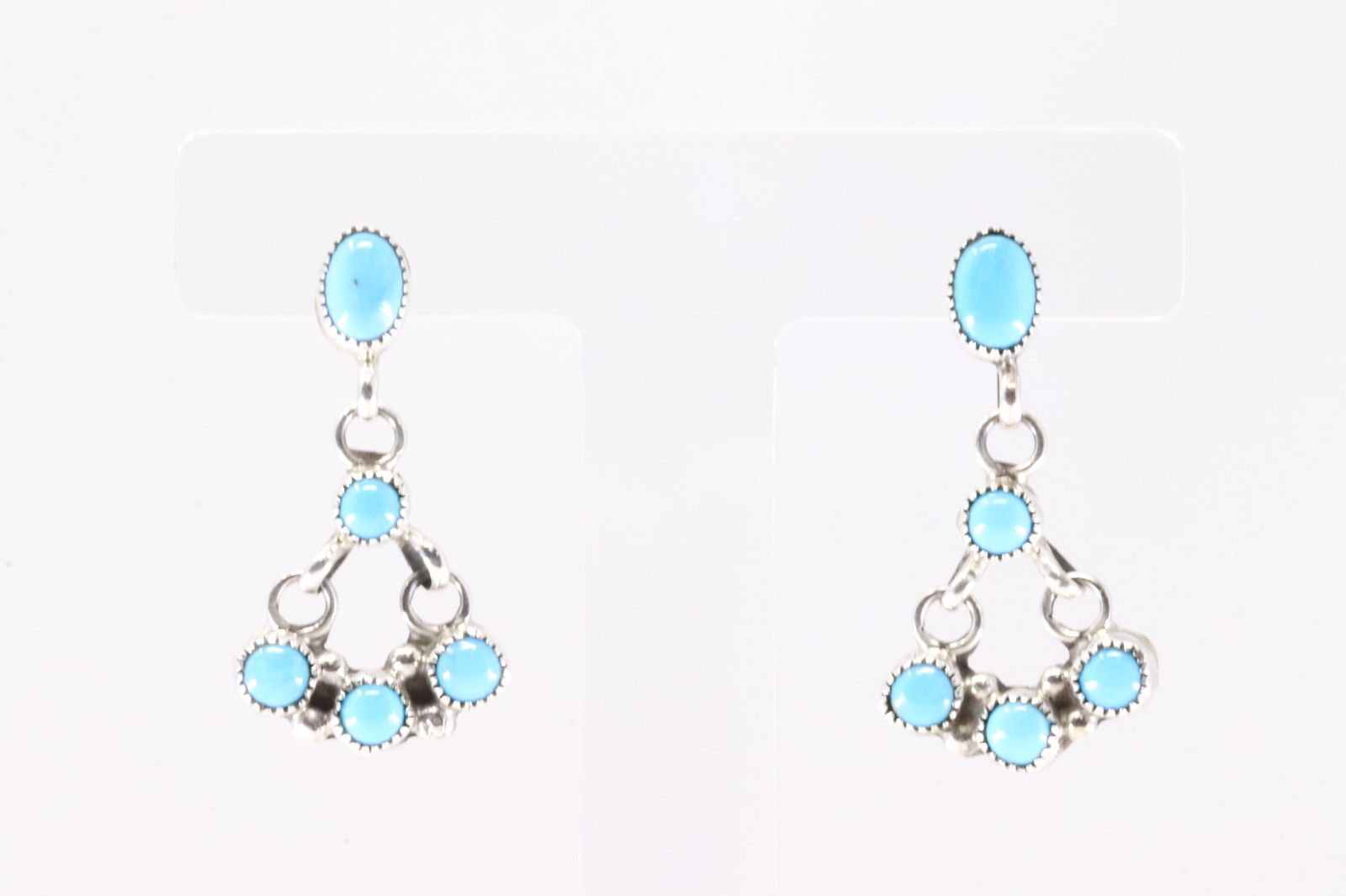 America Sterling Silver Turquoise Post Dangling Earring's. (1 of 4)