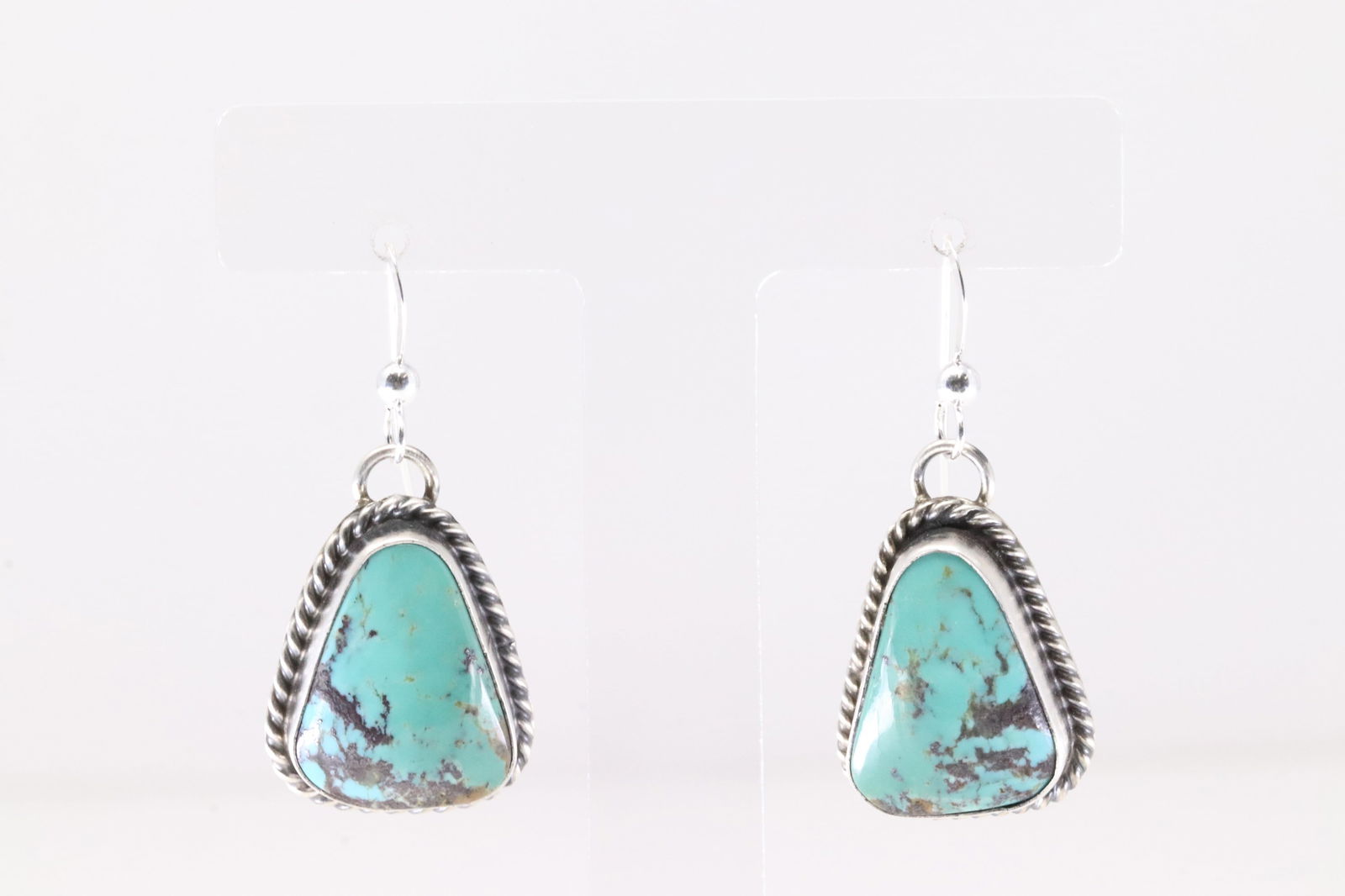 Native America Navajo Sterling Silver Kingman Turquoise Dangling Earring's By Chassity Belone. (1 of 4)