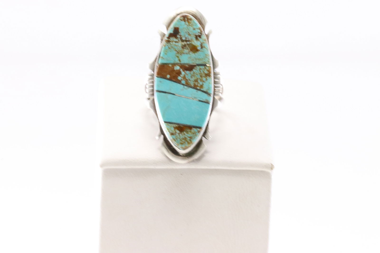 America Sterling Silver Turquoise Inlay Ring.: This is a America Sterling Silver Turquoise Inlay Ring. Ring Size: 6.50.