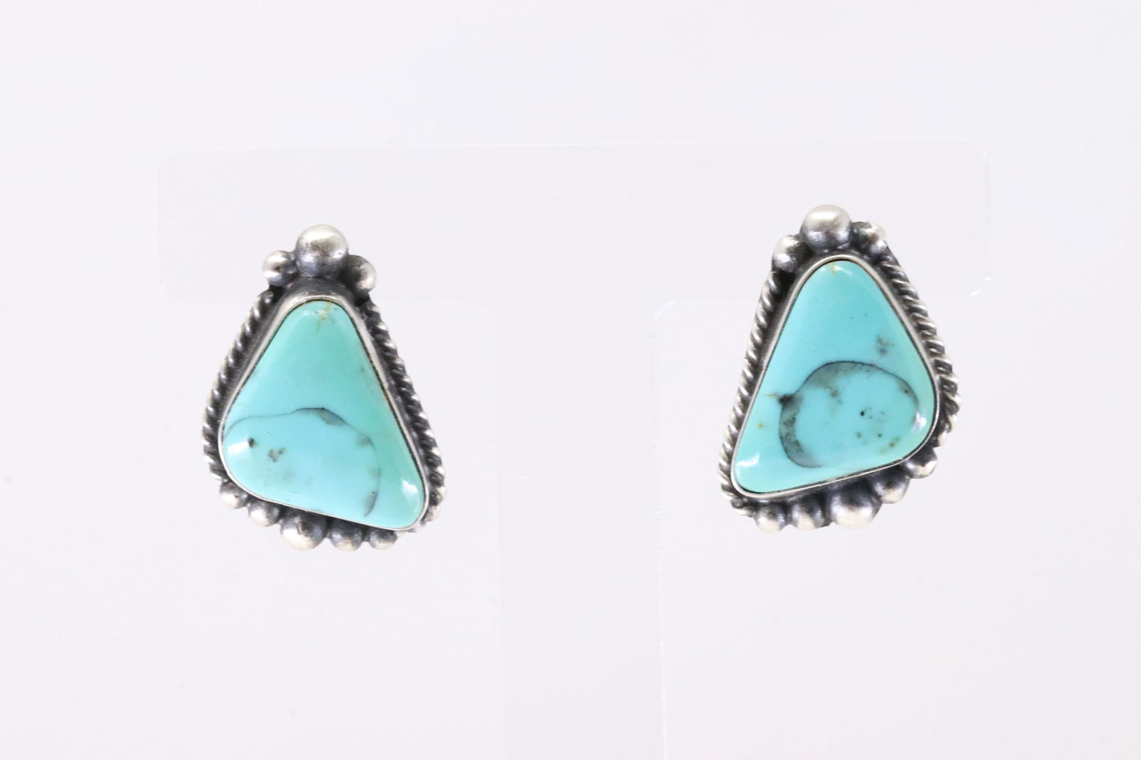 Native America Navajo Sterling Silver Kingman Turquoise Post Earring's By Elouise Kee. (1 of 4)