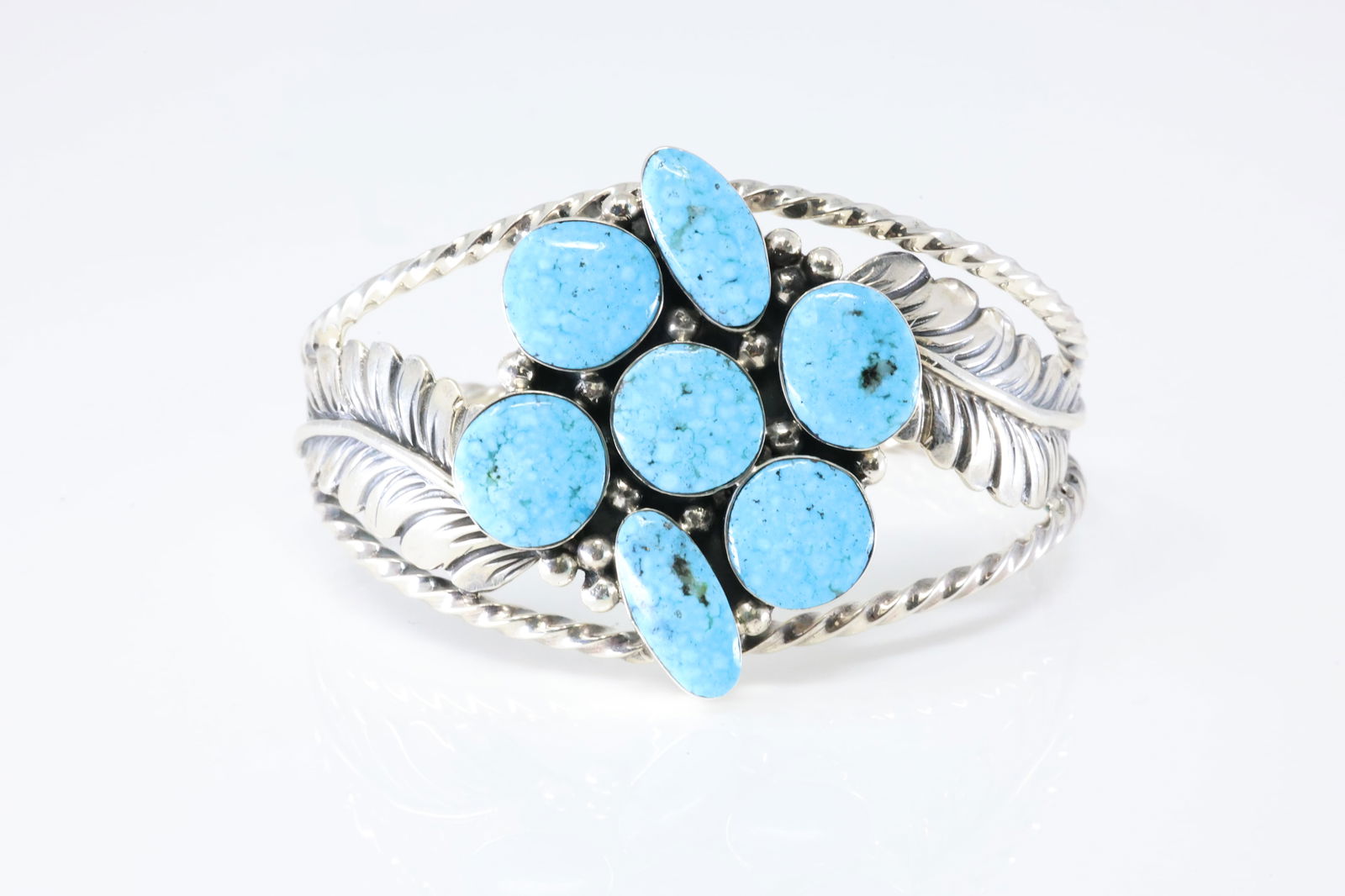 Native America Navajo Sterling Silver Turquoise Bracelet Cuff By P.A. Smith. (1 of 4)