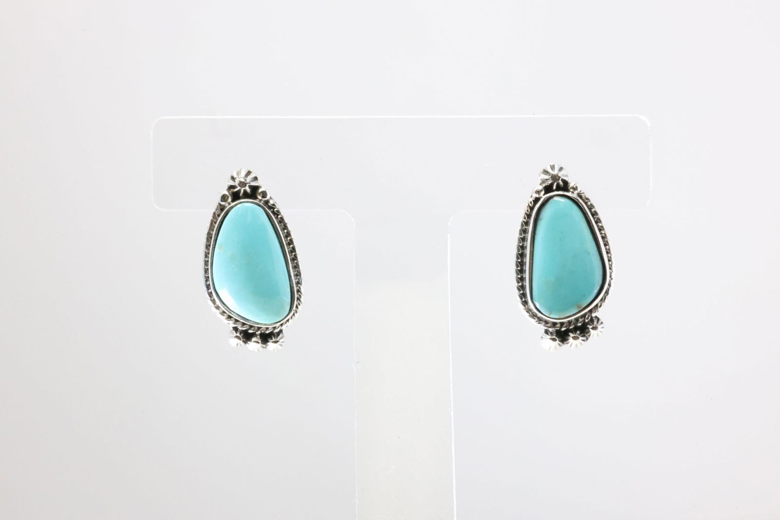 Native America Navajo Sterling Silver Turquoise Post Earring's By Sharon McCarthy. From R.B Company.: This is a Native America Navajo Sterling Silver Turquoise Post Earring's By Sharon McCarthy. From R.B Company. Stamp By R.B Company.