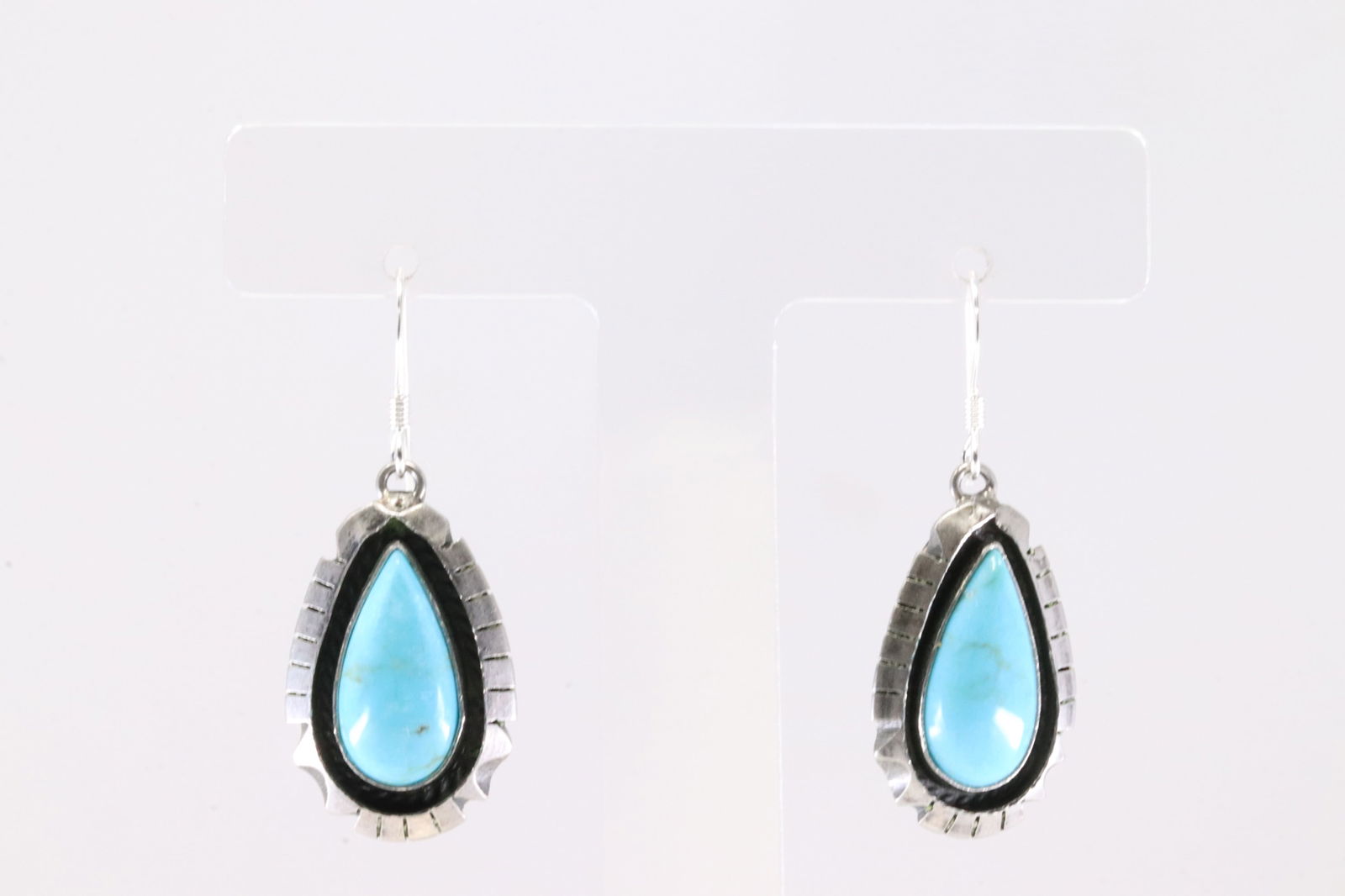 Native America Navajo Sterling Silver Turquoise Dangling Earring's By Amos Begay. (1 of 4)