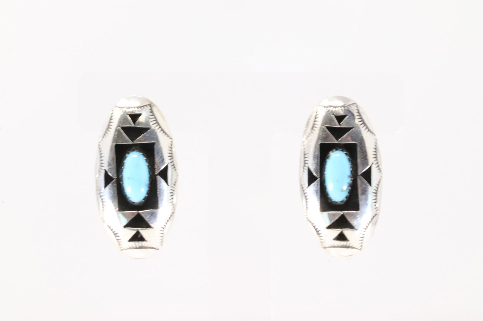 Native America Navajo Sterling Silver Turquoise Post Earring's By Felix Perry. From C Company.: This is a Native America Navajo Sterling Silver Turquoise Post Earring's By Felix Perry. From C Company. Stamp By C Company.