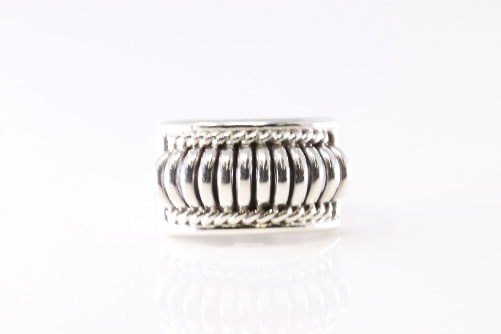 Native America Navajo Sterling Silver Solid Stamped Ring By Thomas Charley. (1 of 4)
