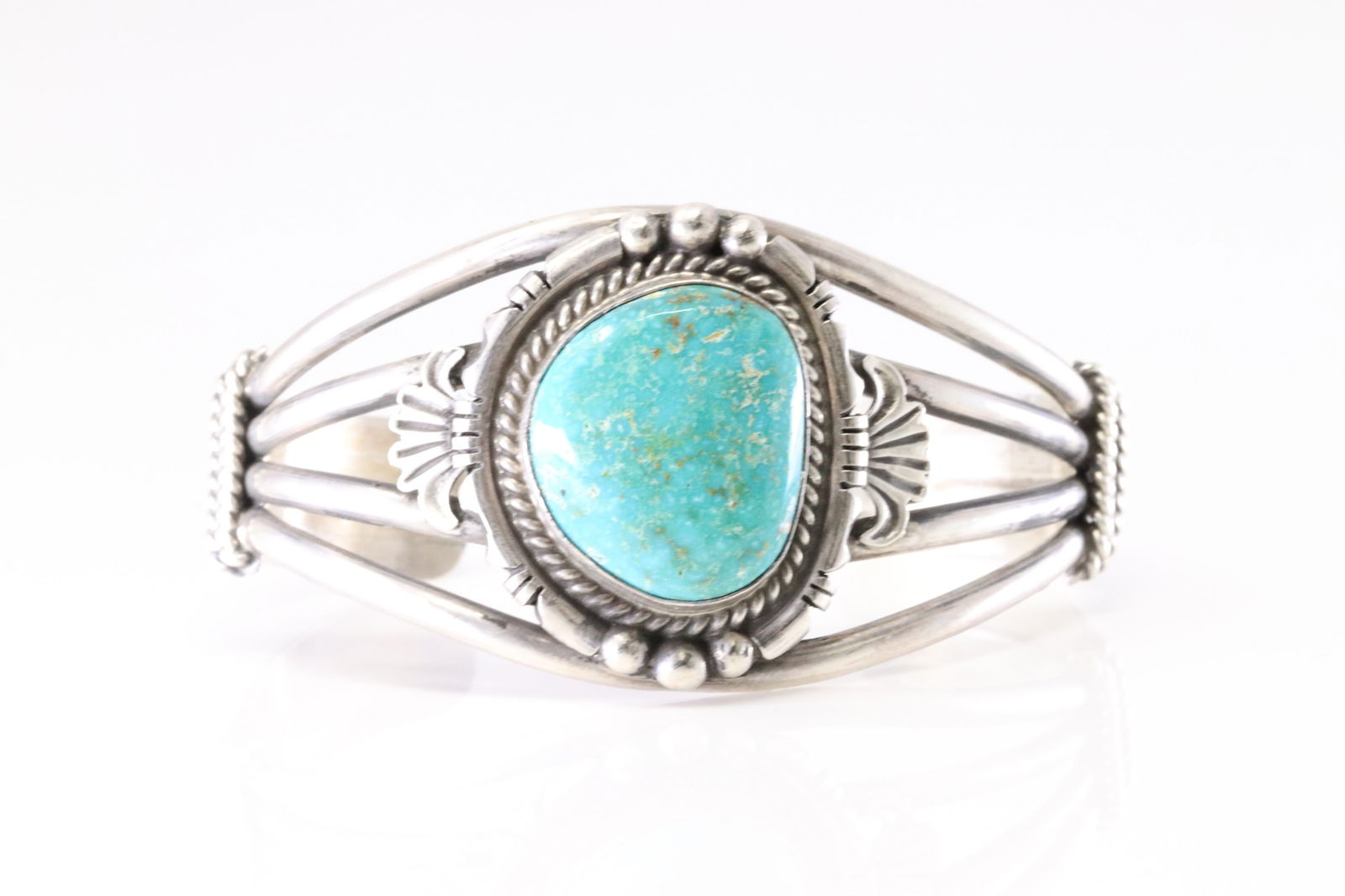 Native America Navajo Sterling Silver Turquoise Bracelet Cuff By Jimmy Lee. (1 of 4)