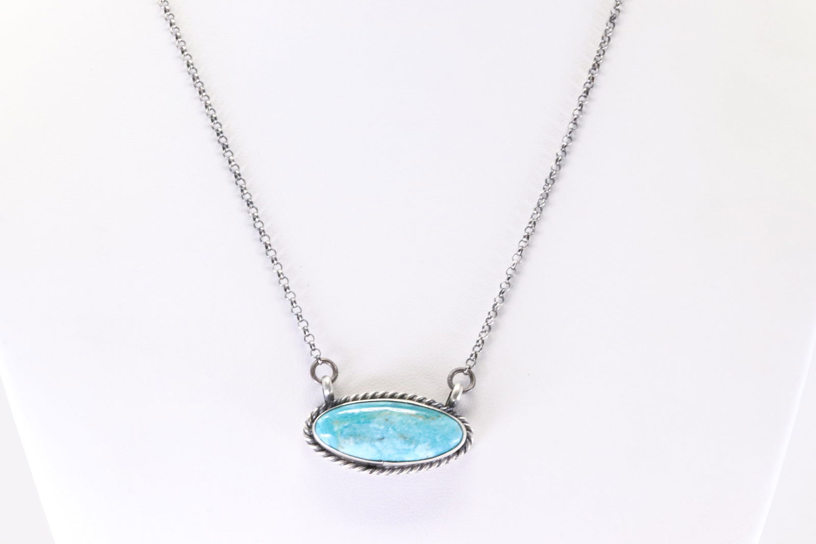 Native America Navajo Sterling Silver Campitos Turquoise Necklace By Johnny Dixon. (1 of 4)