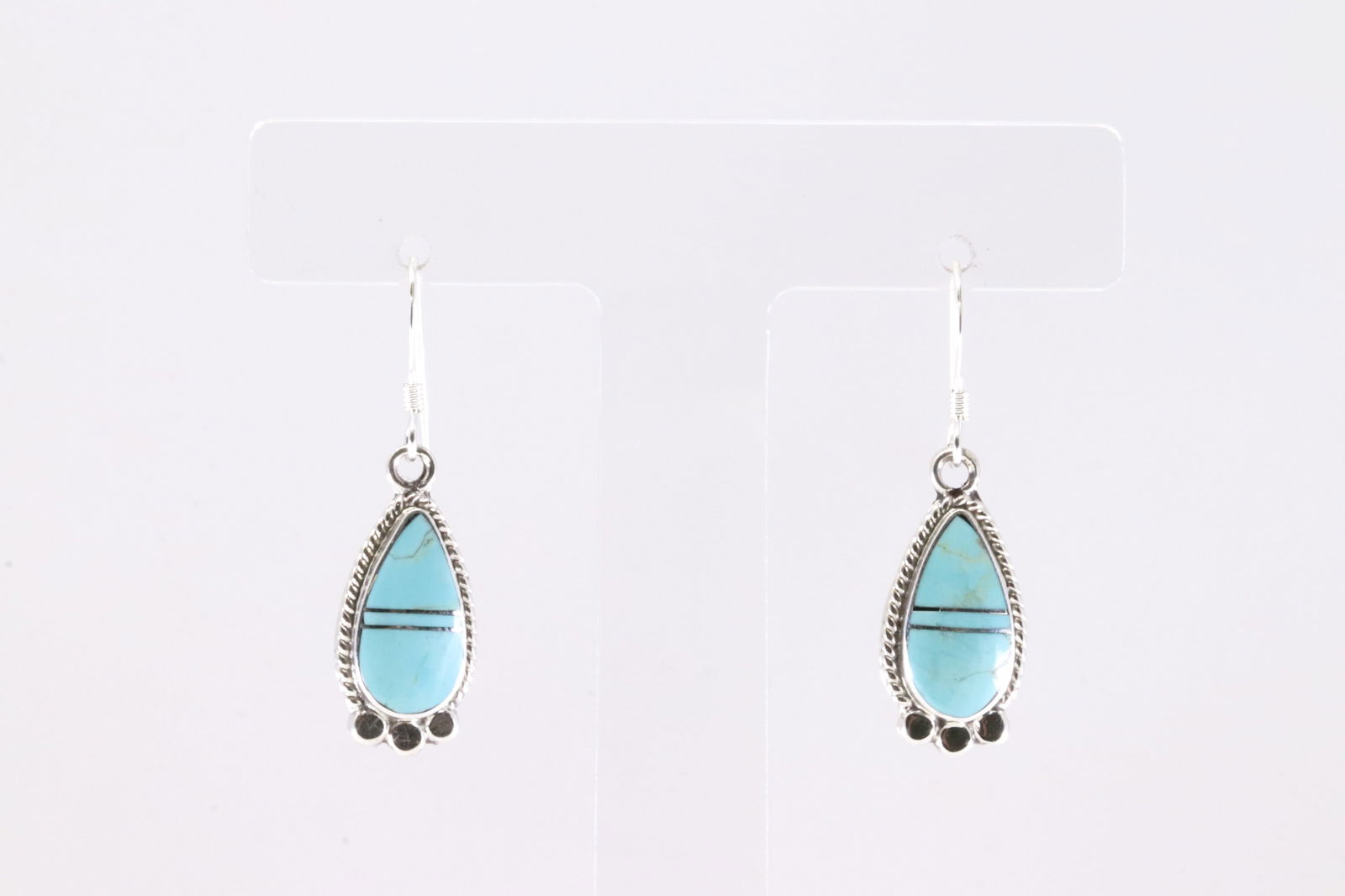 America Sterling Silver Turquoise Inlay Dangling Earring's.: This is a America Sterling Silver Turquoise Inlay Dangling Earring's.