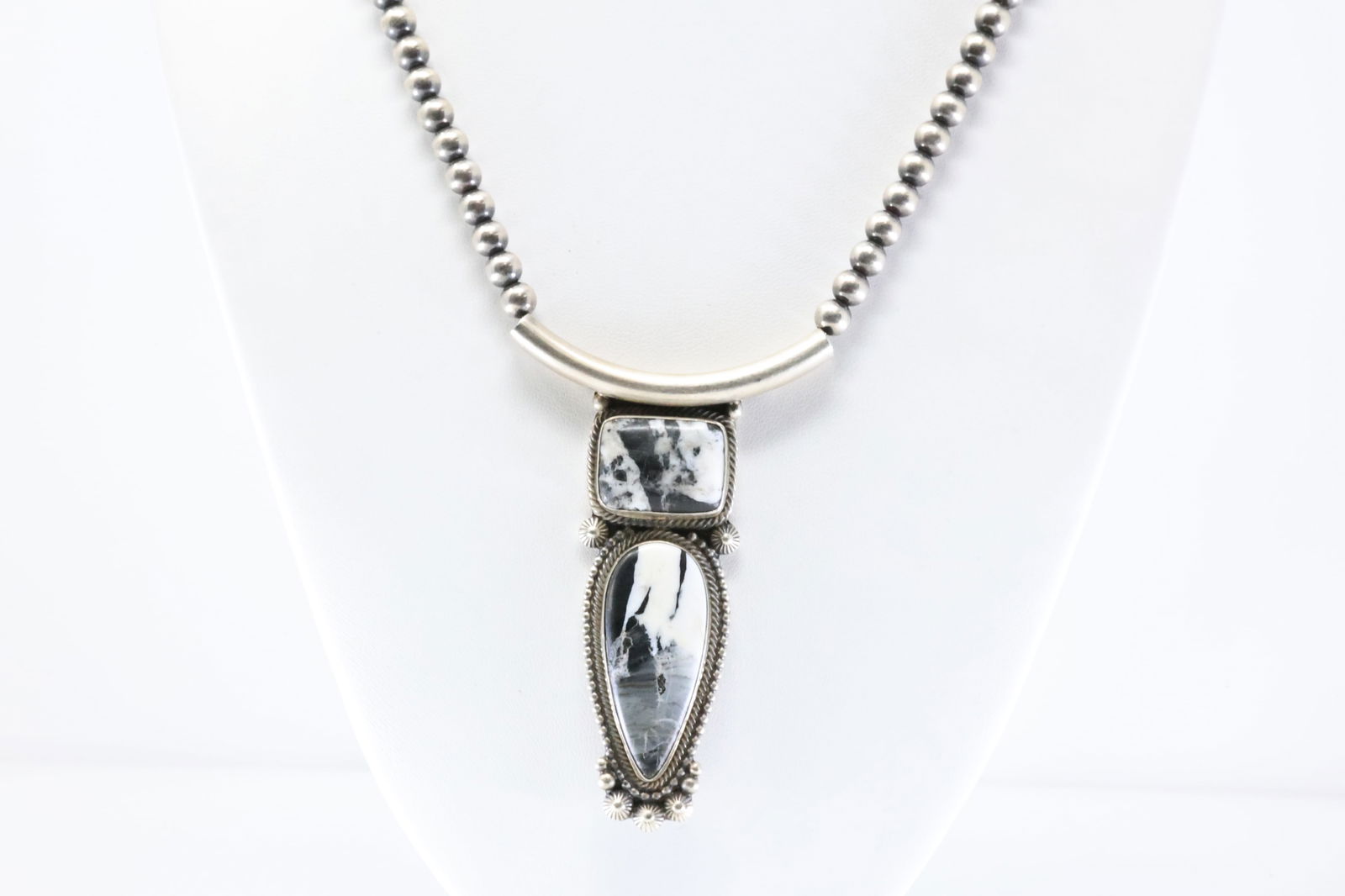 Native America Navajo Sterling Silver White Buffalo Pendant By Tom Lewis. With Machine Made (1 of 4)