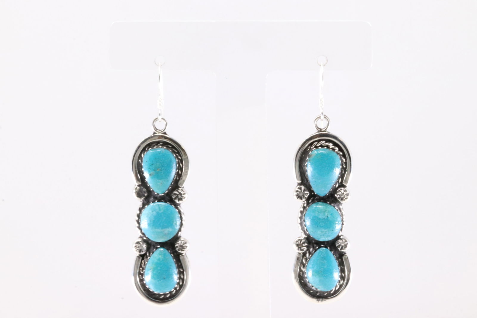Native America Navajo Sterling Silver Turquoise Dangling Earring's By Maria Bahe. From R.B Company.: This is a Native America Navajo Sterling Silver Turquoise Dangling Earring's By Maria Bahe. From R.B Company. Stamp By R.B Company.