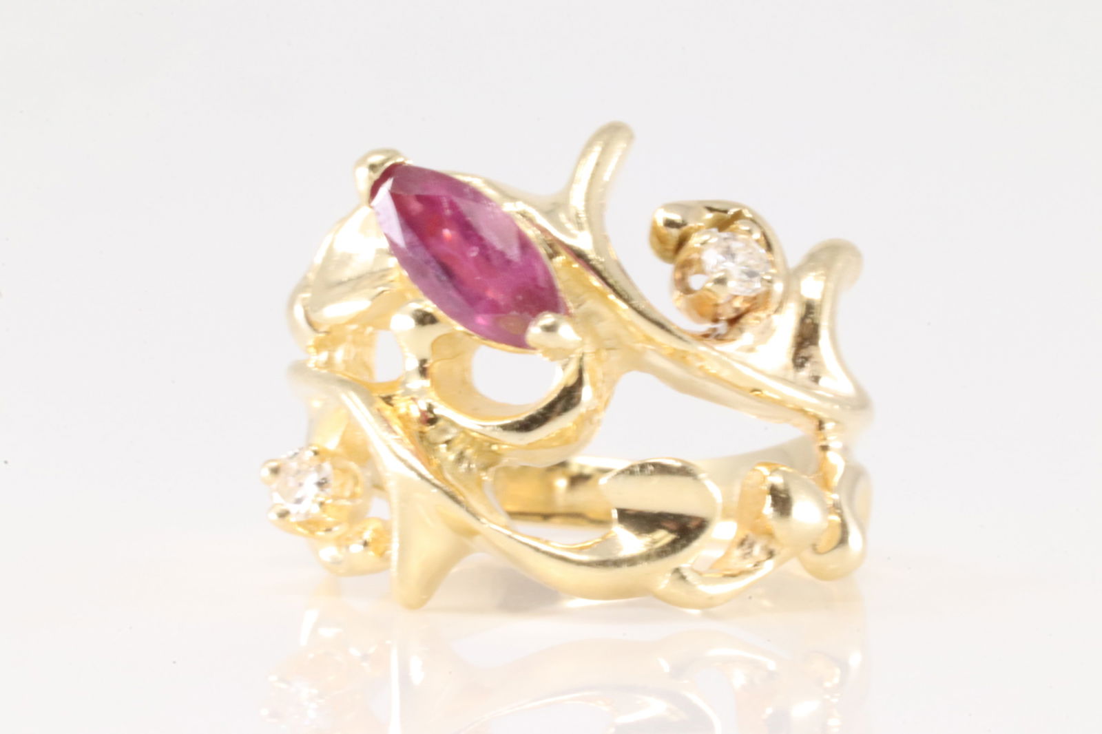 Ruby & Diamond Ring 14Kt. - 3