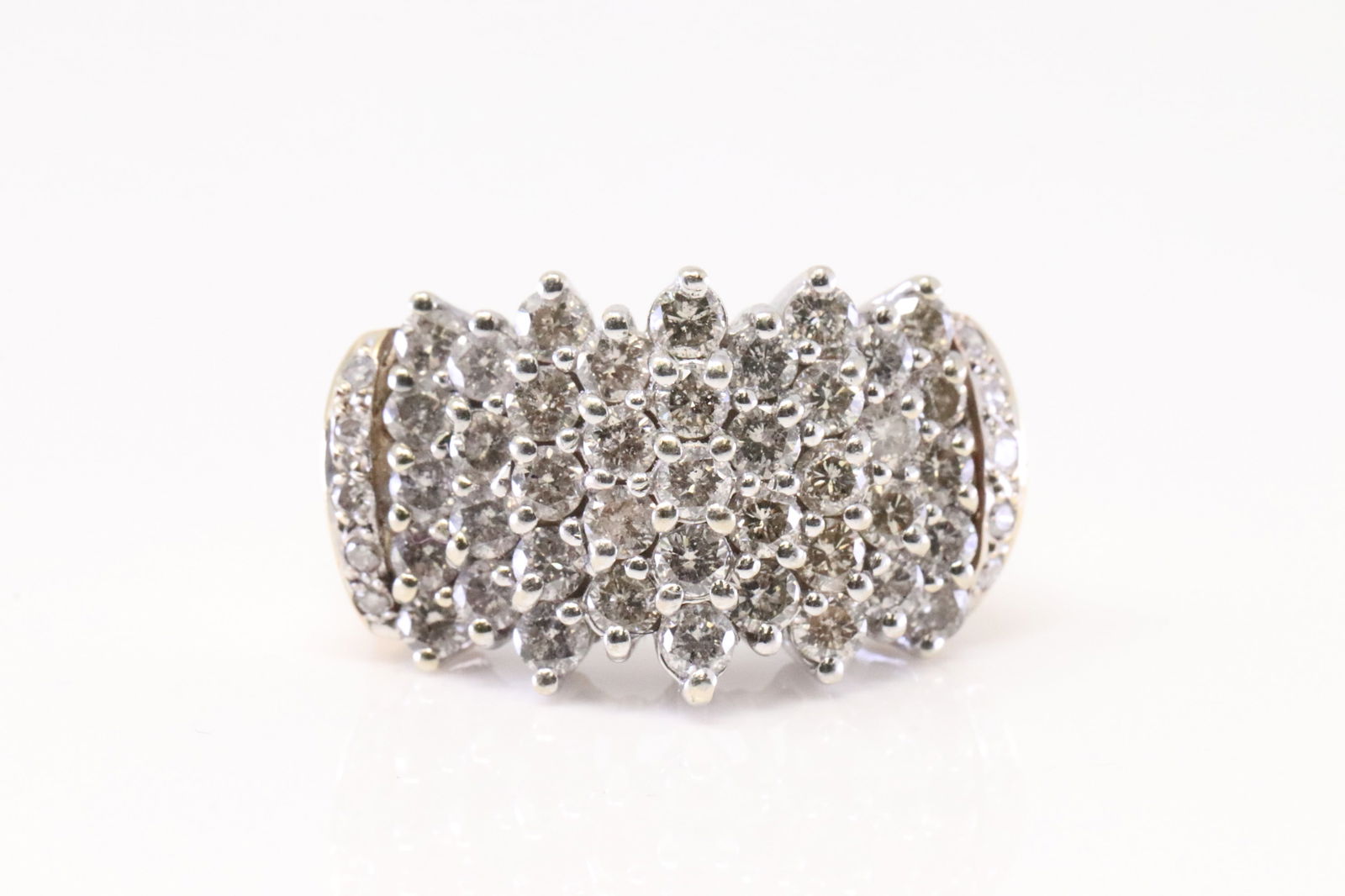 Diamond Ring 14Kt.: Ladies 14Kt Yellow Gold Diamond Ring. Ring has 51 Diamonds. Diamonds weight approx: 1.00ctw. Ring size: 8.25. Total weight: 9.50 Grams.