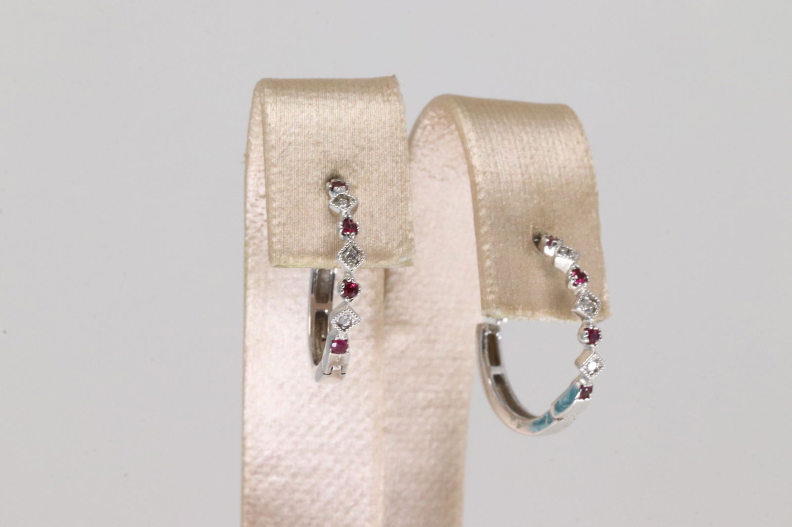 Ruby & Diamond Hoop Earring 14k. - 2