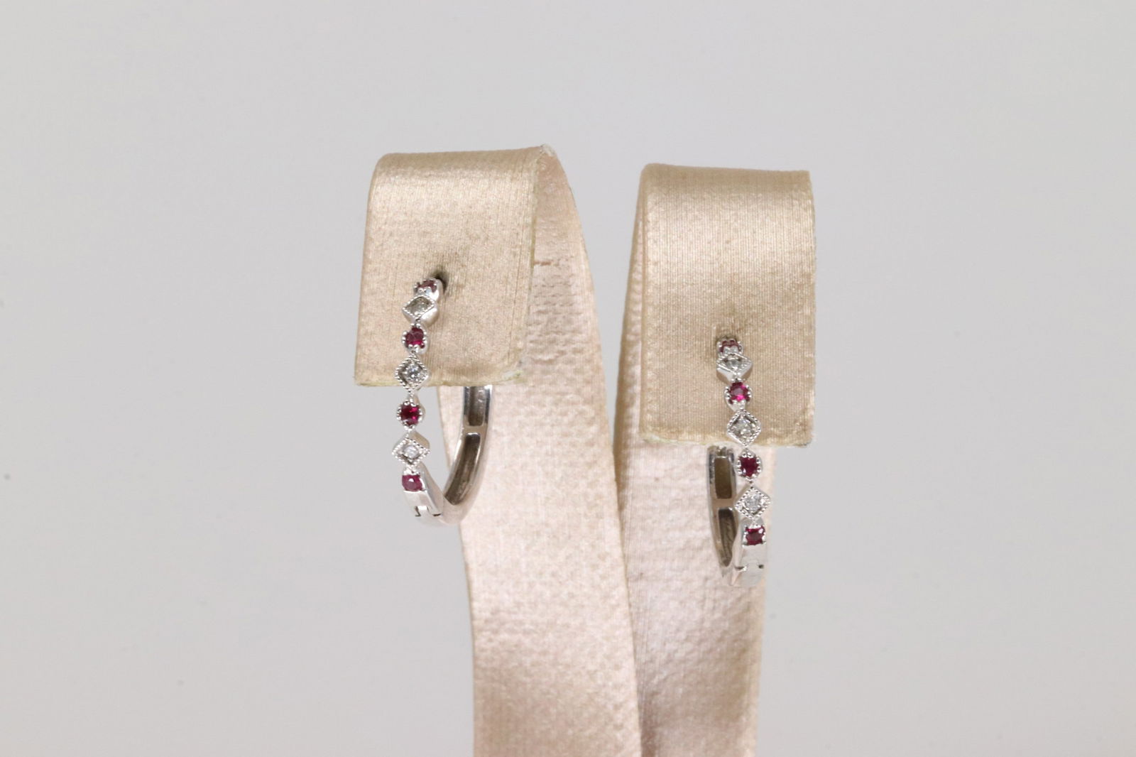 Ruby & Diamond Hoop Earring 14k. - 3