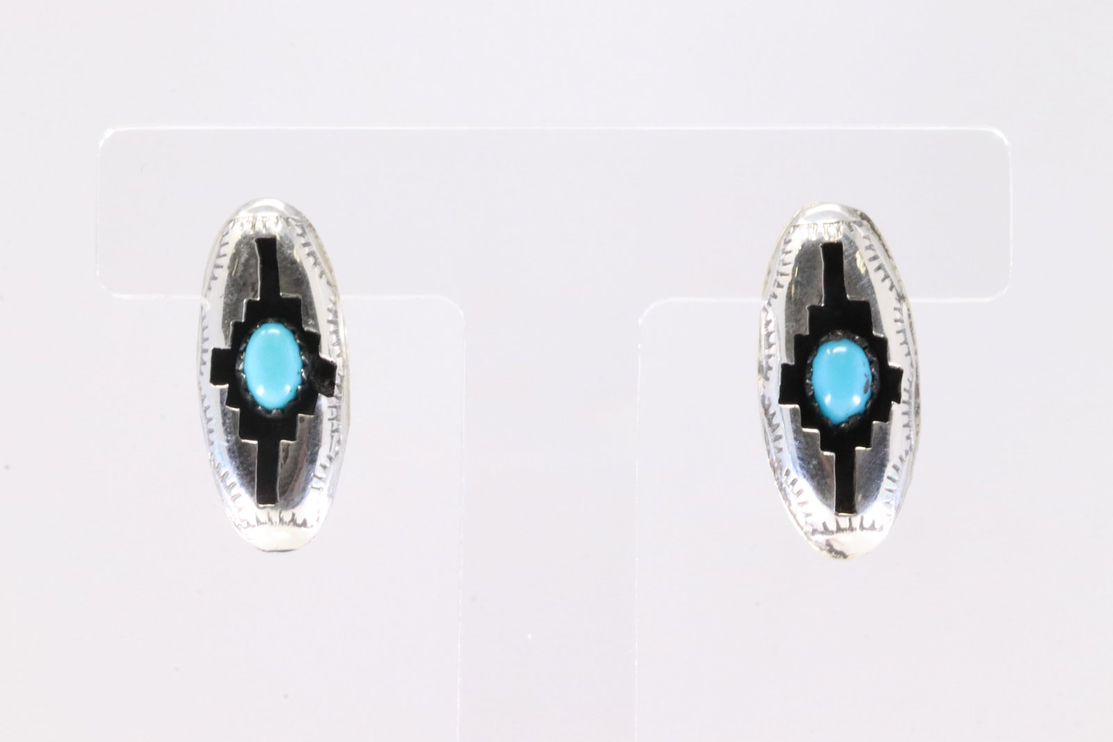 Native America Navajo Sterling Silver Turquoise Post Earring's By Felix Perry.: This is a Native America Navajo Sterling Silver Turquoise Post Earring's By Felix Perry.