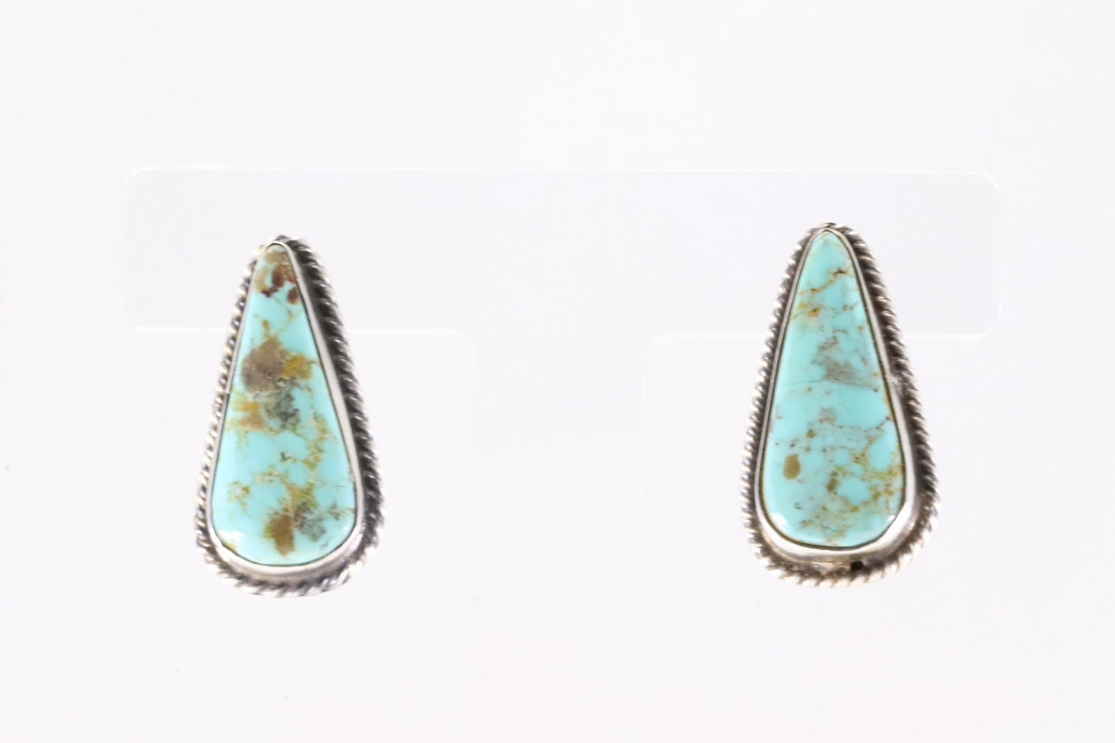 Native America Navajo Sterling Silver Turquoise Post Earring's By Chassity Belone.: This is a Native America Navajo Sterling Silver Turquoise Post Earring's By Chassity Belone. Stamp C. Belone.