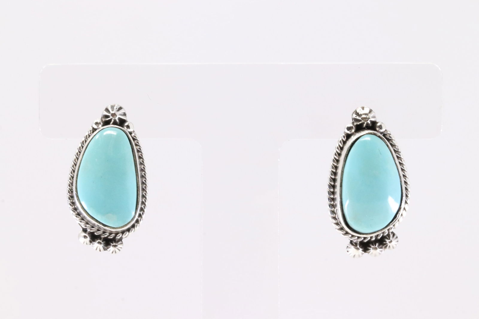 Native America Navajo Sterling Silver Turquoise Post Earring's By Sharon McCarthy.: This is a Native America Navajo Sterling Silver Turquoise Post Earring's By Sharon McCarthy. From R.B Company.