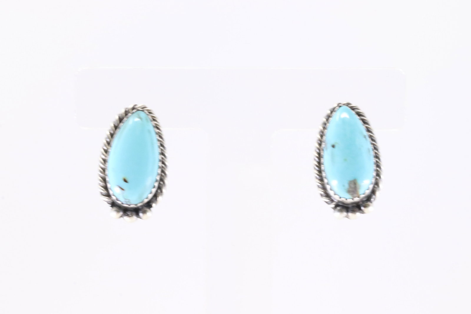 Native America Navajo Sterling Silver Turquoise Post Earring's By F.: This is a Native America Navajo Sterling Silver Turquoise Post Earring's By F. Stamp F.