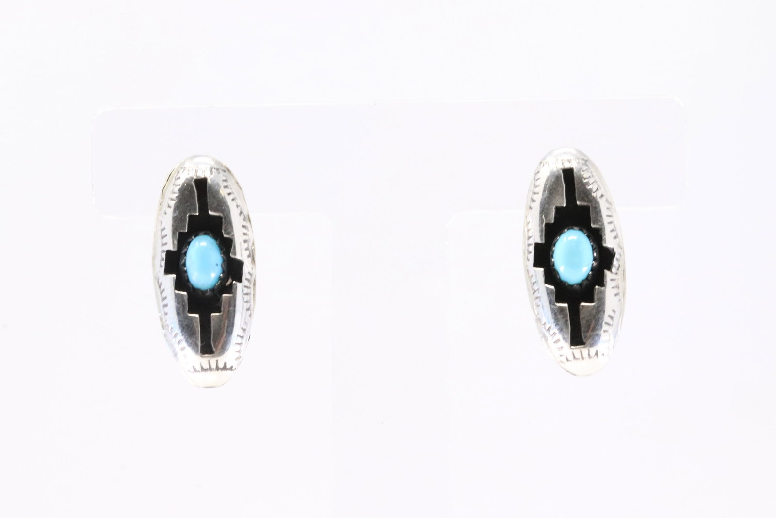 Native America Navajo Sterling Silver Turquoise Post Earring's By Felix Perry. From C Company.: This is a Native America Navajo Sterling Silver Turquoise Post Earring's By Felix Perry. From C Company. Stamp By C Company.
