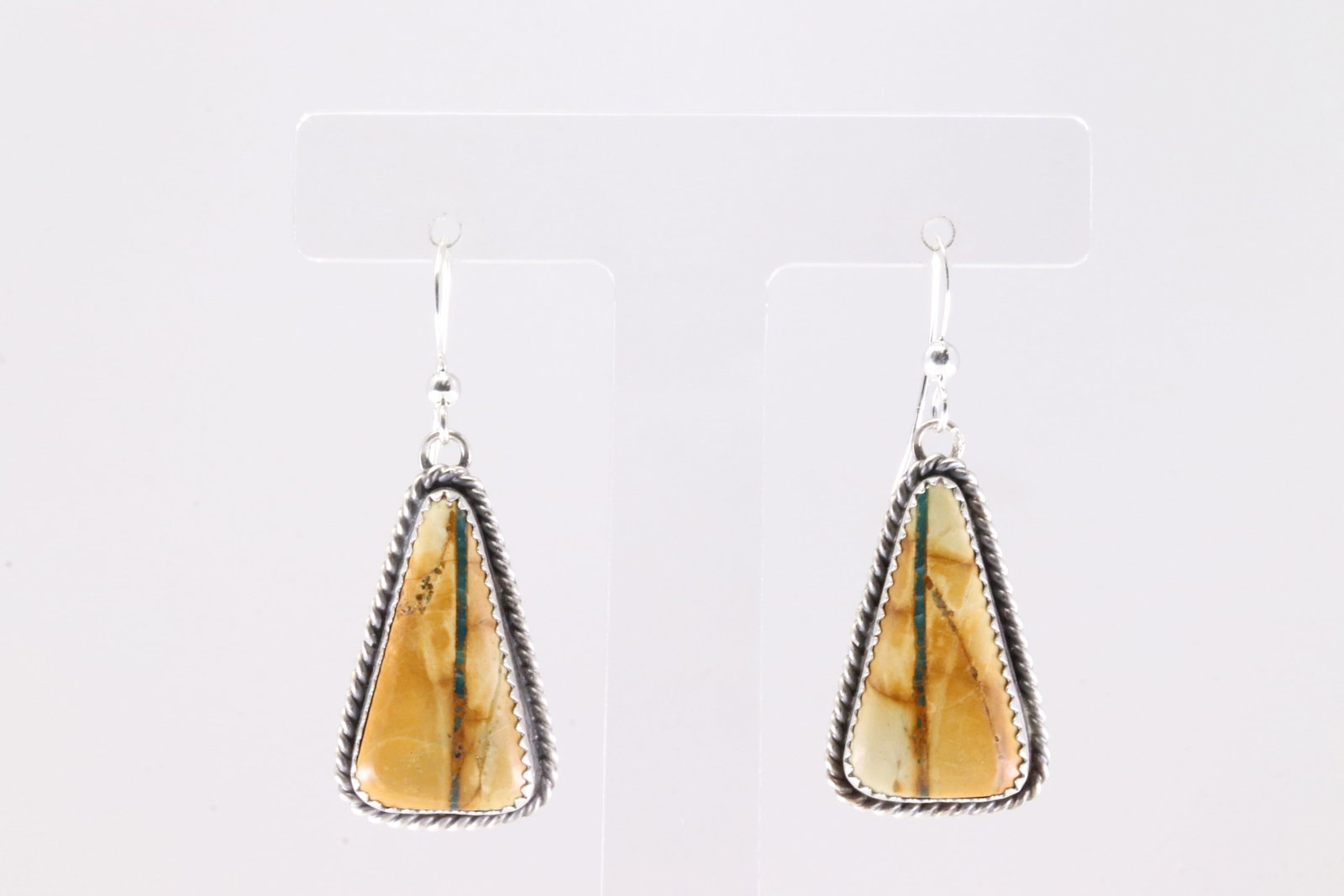 Native America Navajo Sterling Silver Boulder Turquoise Dangling Earring's By Virginia Becenti.: This is a Native America Navajo Sterling Silver Boulder Turquoise Dangling Earring's By Virginia Becenti.