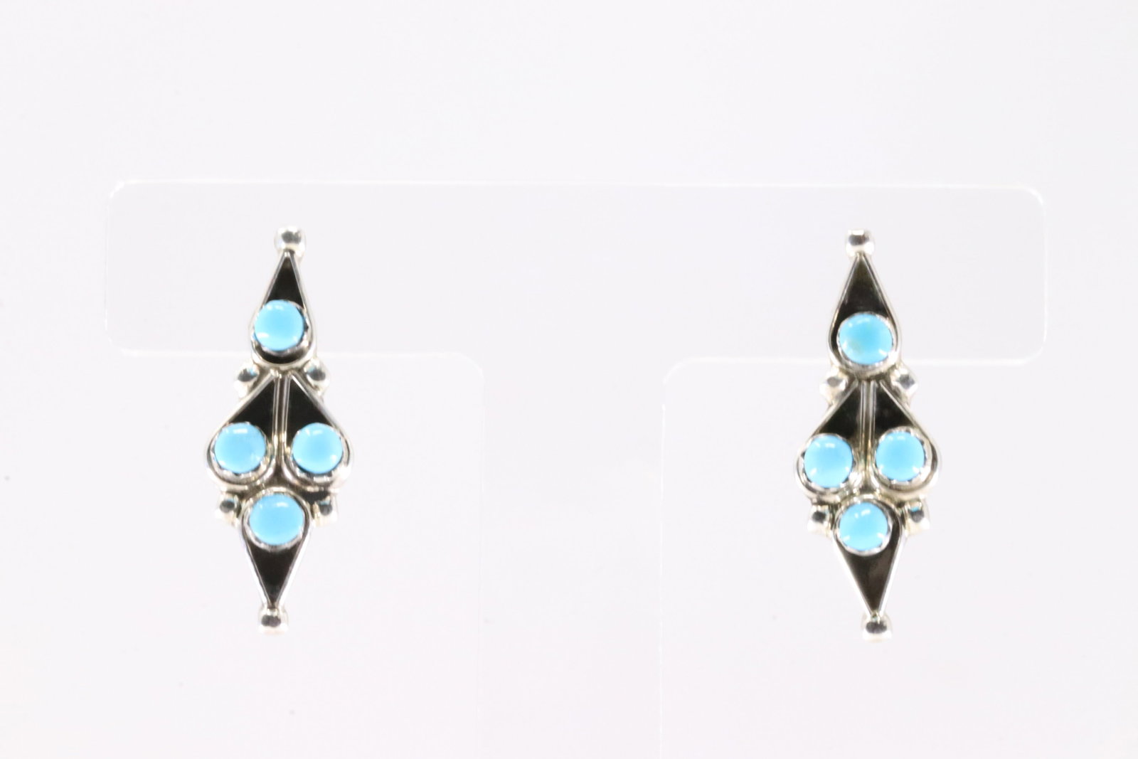Native America Zuni Sterling Silver Turquoise Post Earring's By Jaylene Bellson.: This is a Native America Zuni Sterling Silver Turquoise Post Earring's By Jaylene Bellson. Stamp J.