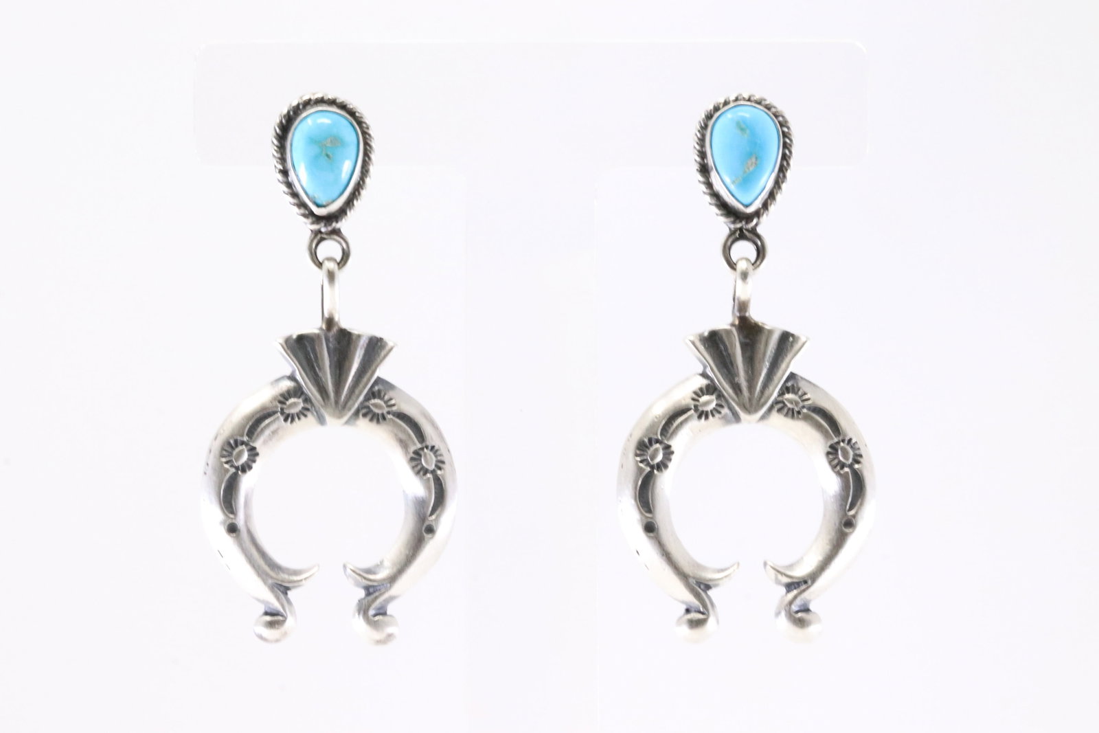 America Sterling Silver Turquoise Najaa Post Dangling Earring's.: This is a America Sterling Silver Turquoise Najaa Post Dangling Earring's.