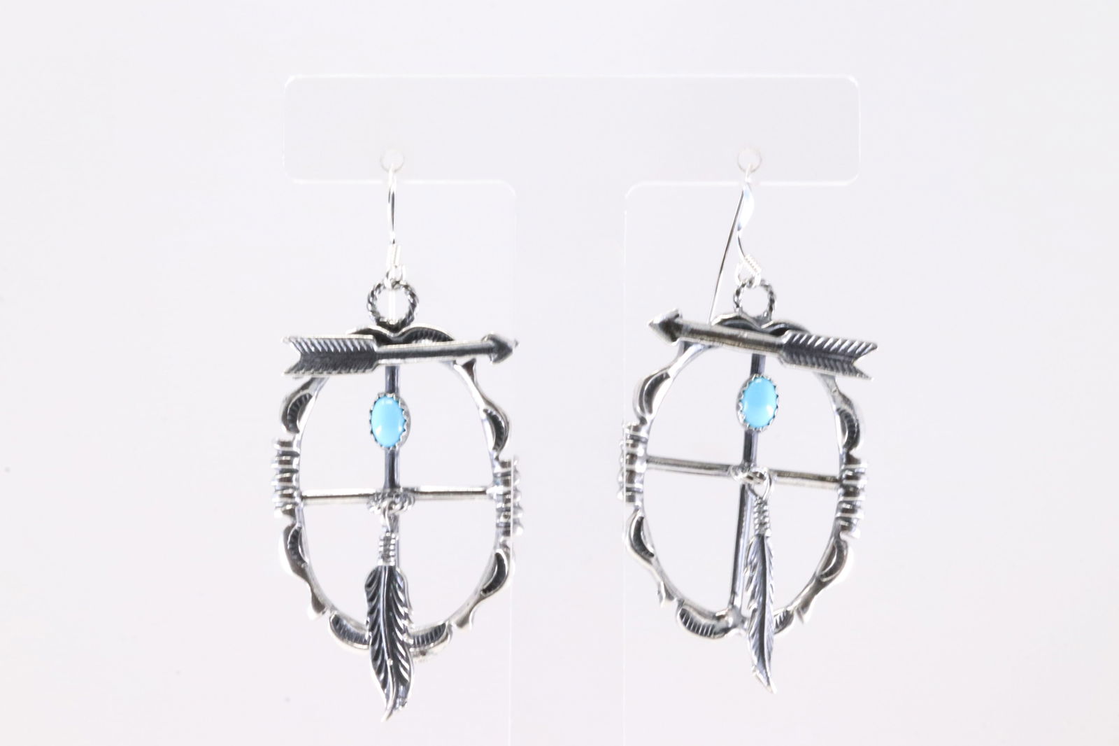 America Sterling Silver Turquoise Dangling Earring's.: This is a America Sterling Silver Turquoise Dangling Earring's.