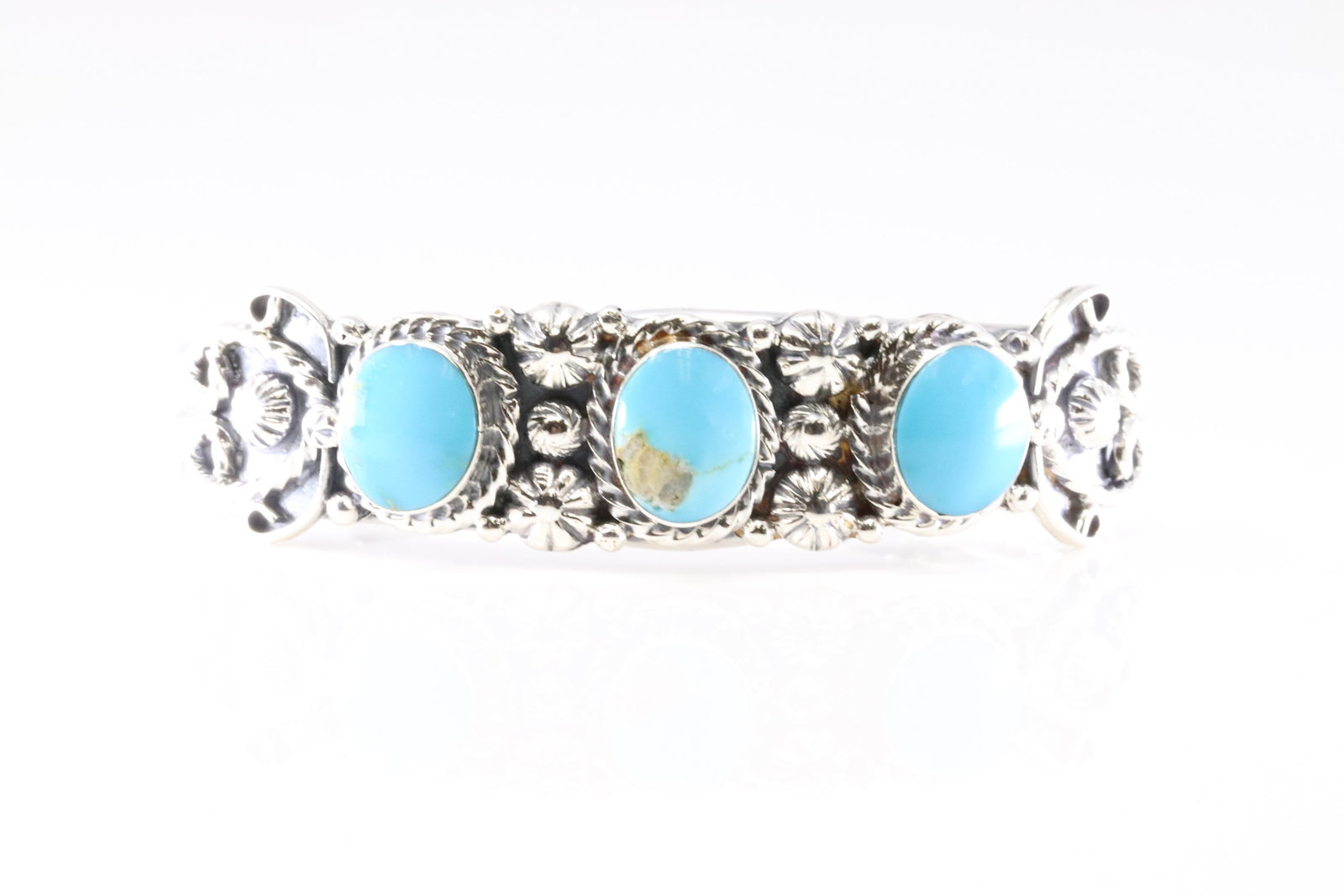 Native America Navajo Sterling Silver Turquoise Bracelet Cuff By Samuel Lee. From R.B Company.: This is a Native America Navajo Sterling Silver Turquoise Bracelet Cuff By Samuel Lee. From R.B Company. Stamp By R.B Company.
