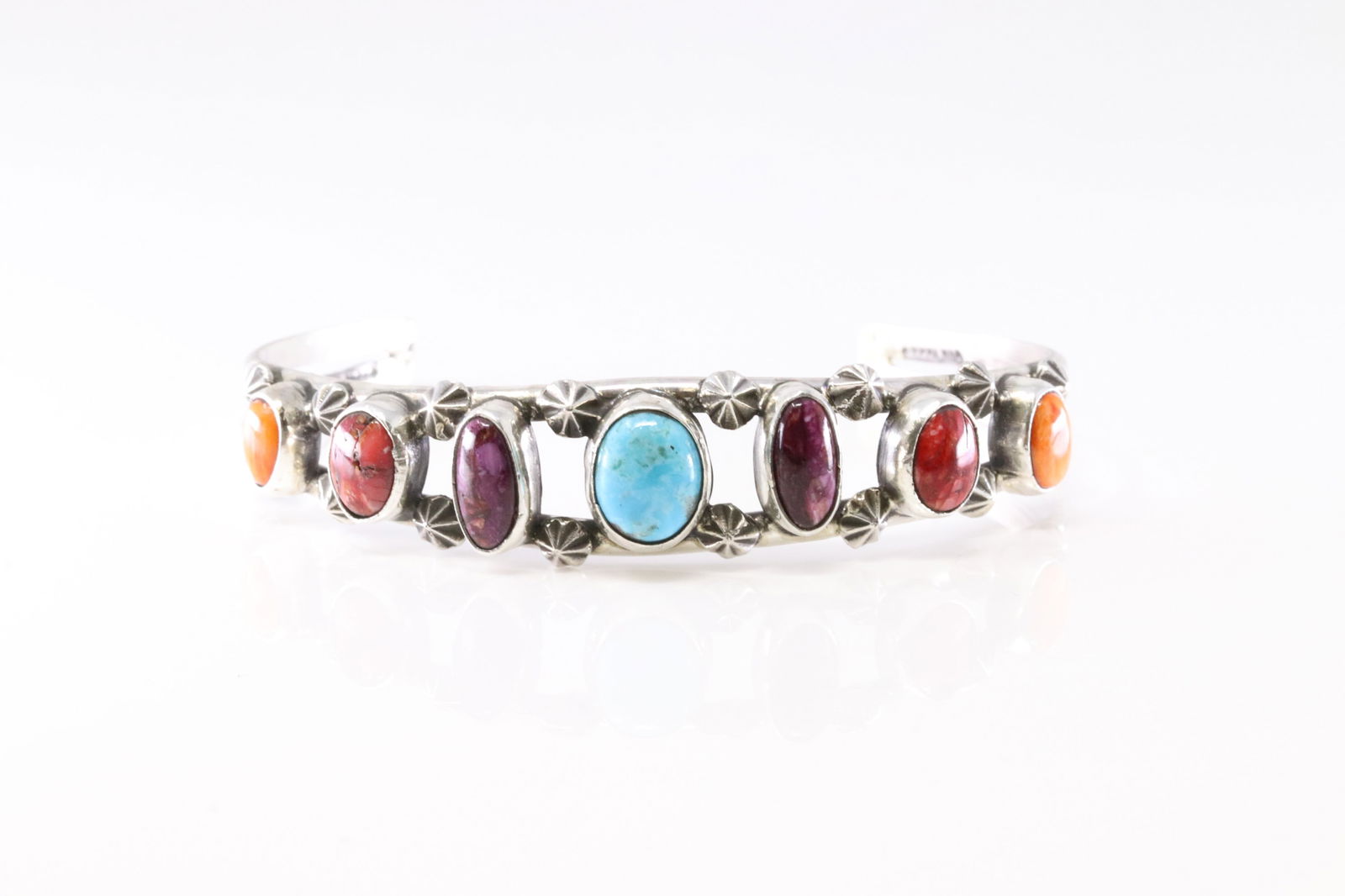 America Sterling Silver Multicolor Stone Bracelet Cuff.: This is a America Sterling Silver Multicolor Stone Bracelet Cuff.