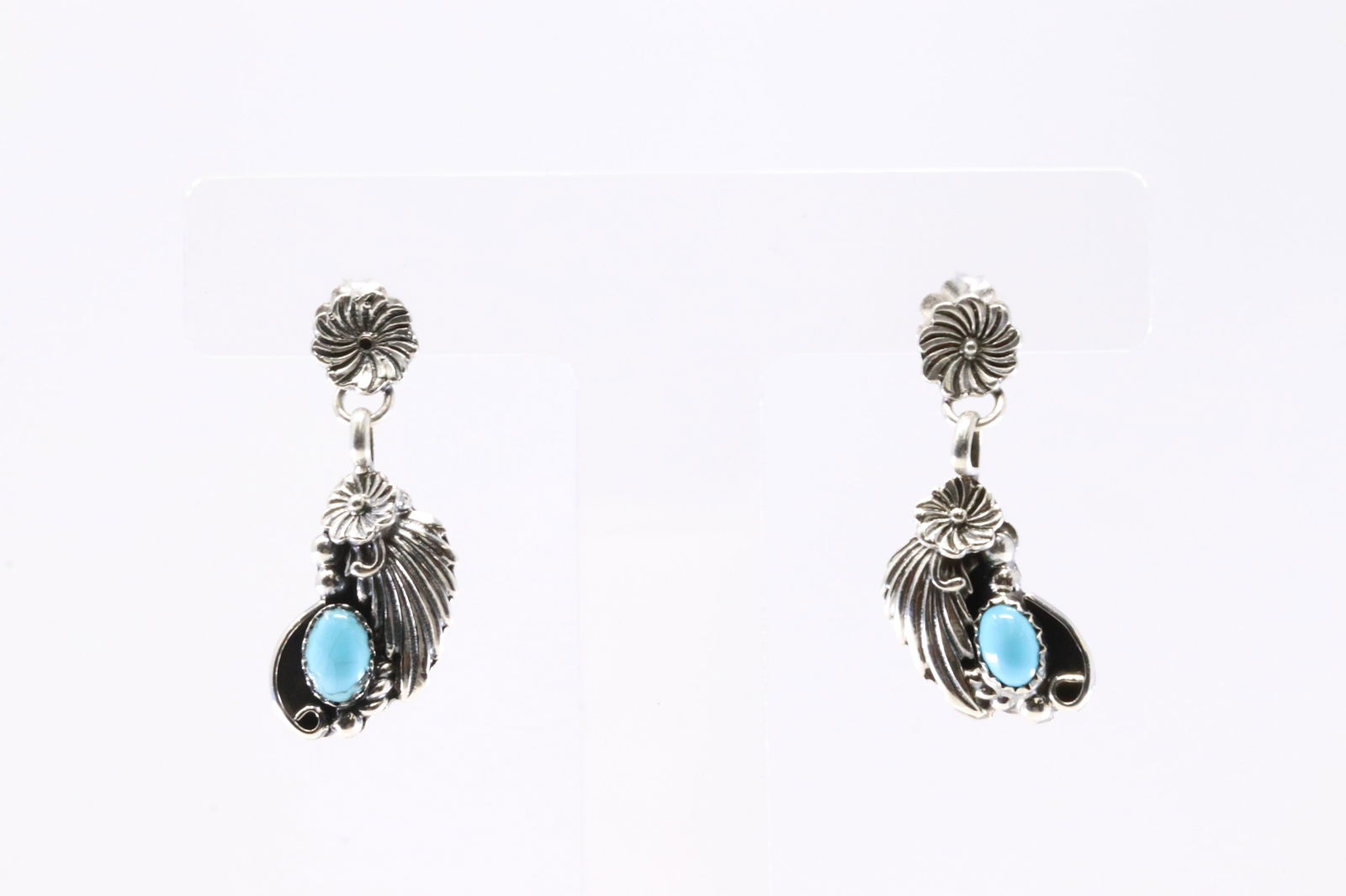 America Sterling Silver Turquoise Feather Post Dangling Earring's.: This is a America Sterling Silver Turquoise Feather Post Dangling Earring's.