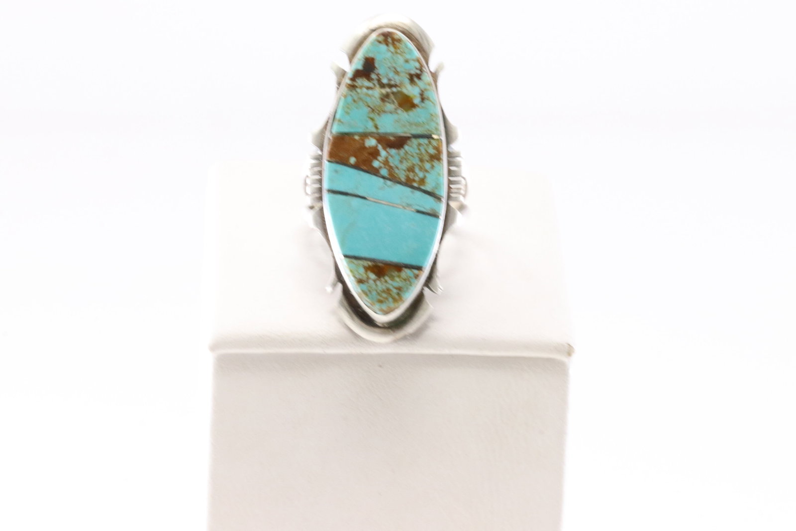 America Sterling Silver Turquoise Inlay Ring.: This is a America Sterling Silver Turquoise Inlay Ring. Ring Size: 6.50.