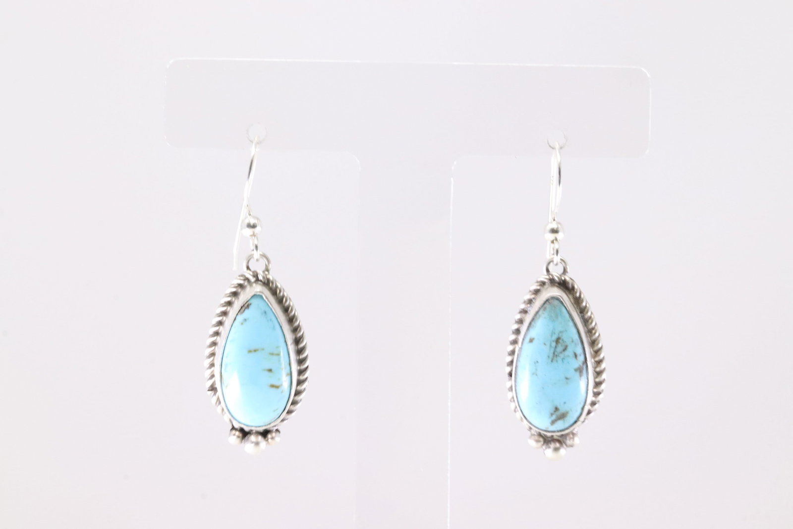 Native America Navajo Sterling Silver Kingman Turquoise Dangling Earring's By Trish Largo.: This is a Native America Navajo Sterling Silver Kingman Turquoise Dangling Earring's By Trish Largo. Stamp T.