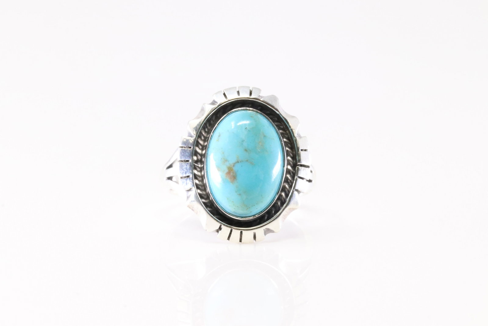 Native America Navajo Sterling Silver Turquoise Ring By Amos Begay. (1 of 4)