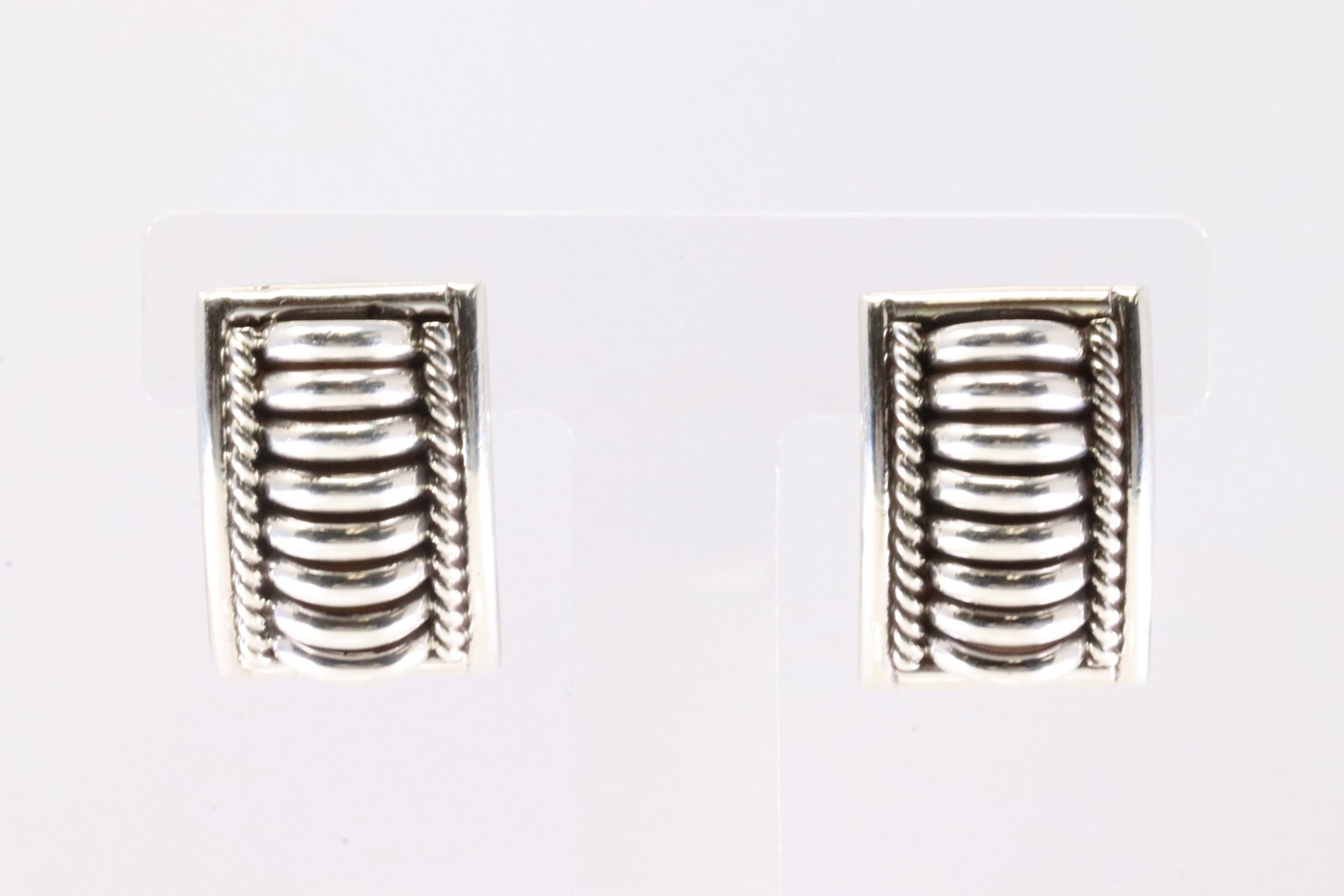 Native America Navajo Sterling Silver Solid Stamp Post Earring's By Thomas Charley. (1 of 4)