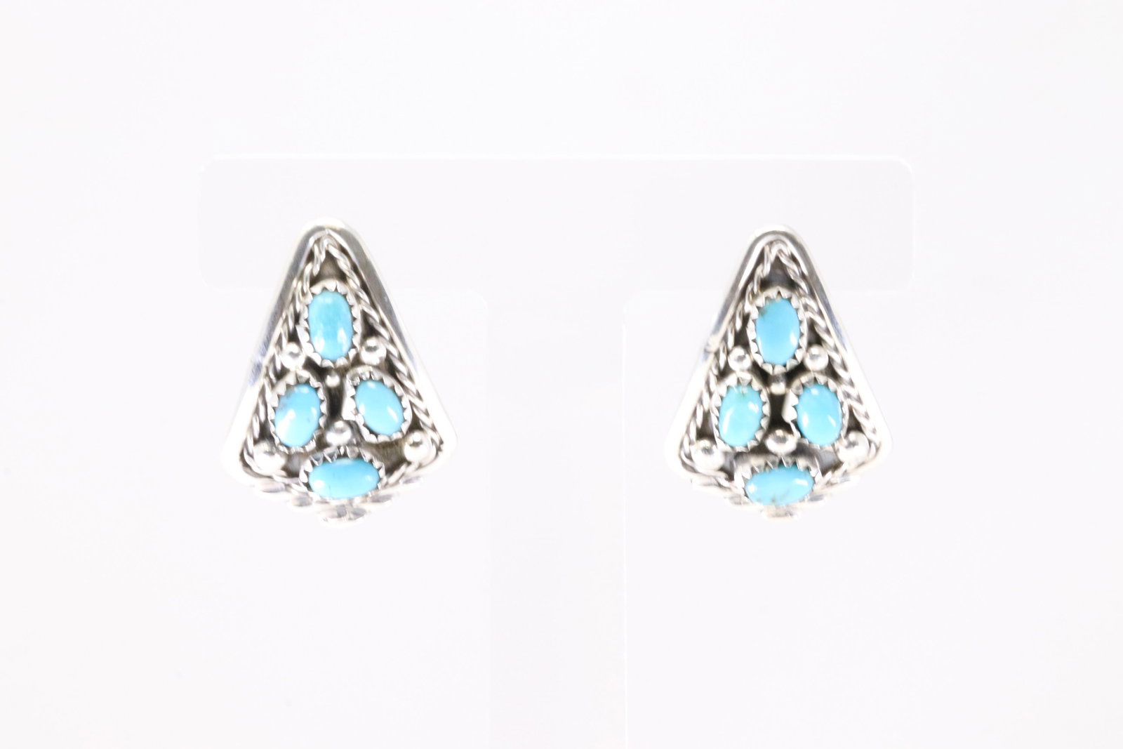 Native America Navajo Sterling Silver Turquoise Post Earring's By Melvin Chee. (1 of 4)