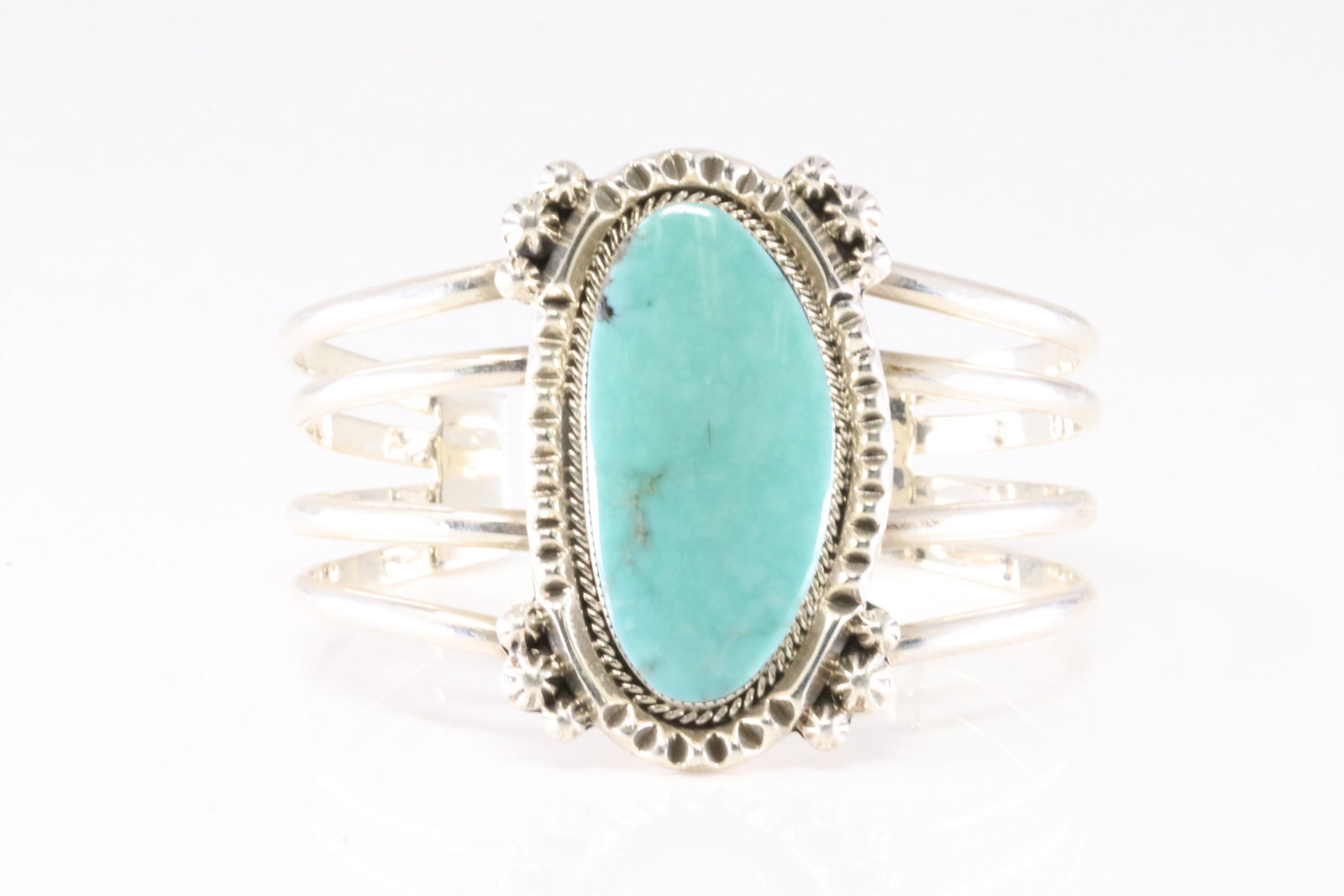 Native America Navajo Sterling Silver Turquoise Bracelet Cuff By Emerson Delgarito. From R. B: This is a Native America Navajo Sterling Silver Turquoise Bracelet Cuff By Emerson Delgarito. From R.B Company. Stamp By R.B Company.