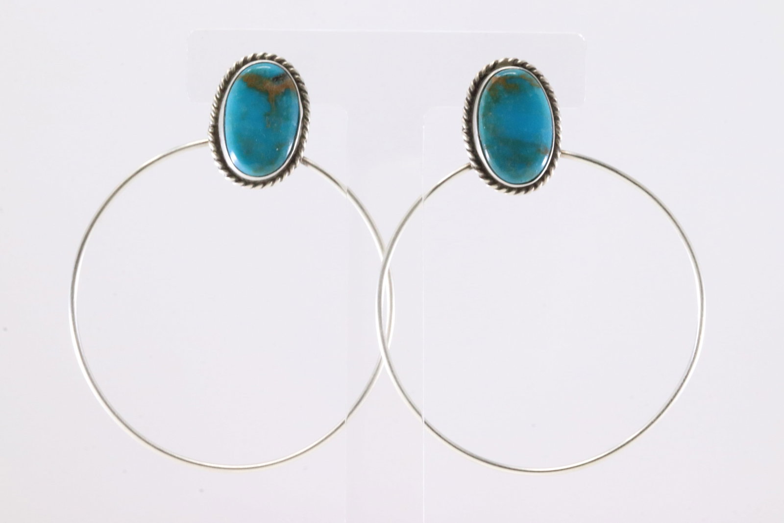 America Sterling Silver Turquoise Post Hoop Earring's.: This is a America Sterling Silver Turquoise Post Hoop Earring's.